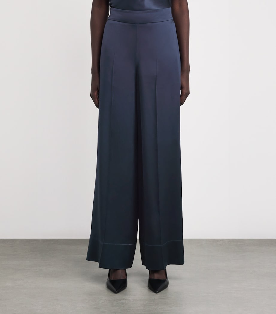 Joseph Womens Satin Dijon Tailored Trousers Indigo Image 3