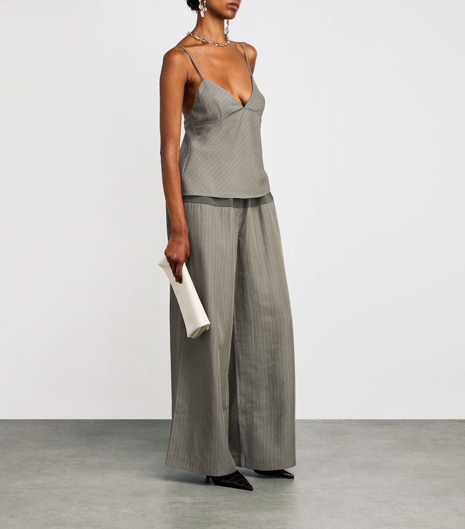 Pinstripe Wide-Leg Trousers KHAKI PINSTRIPE Image 2
