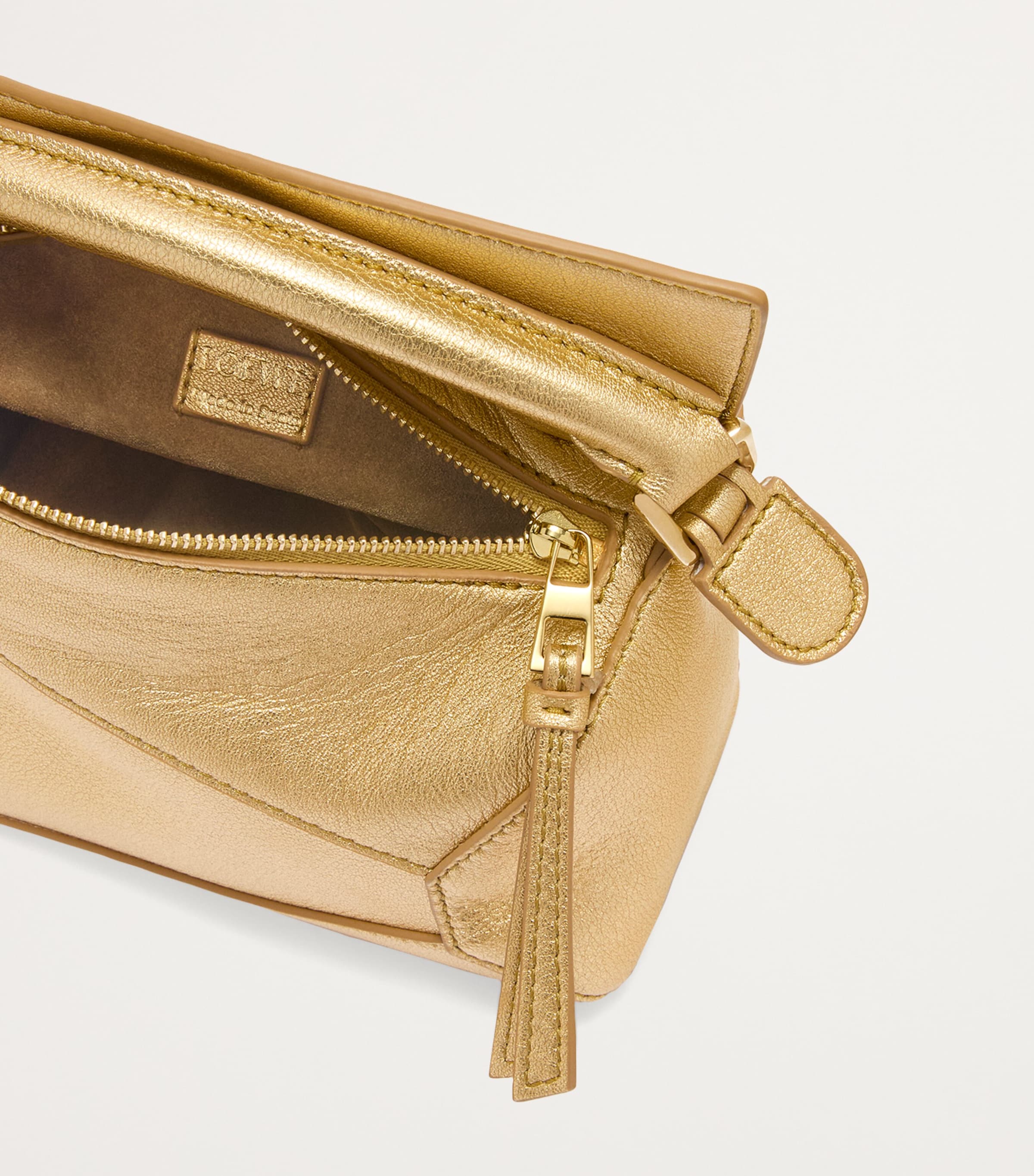 Mini Metallic Leather Puzzle Top-Handle Bag GOLD Image 6
