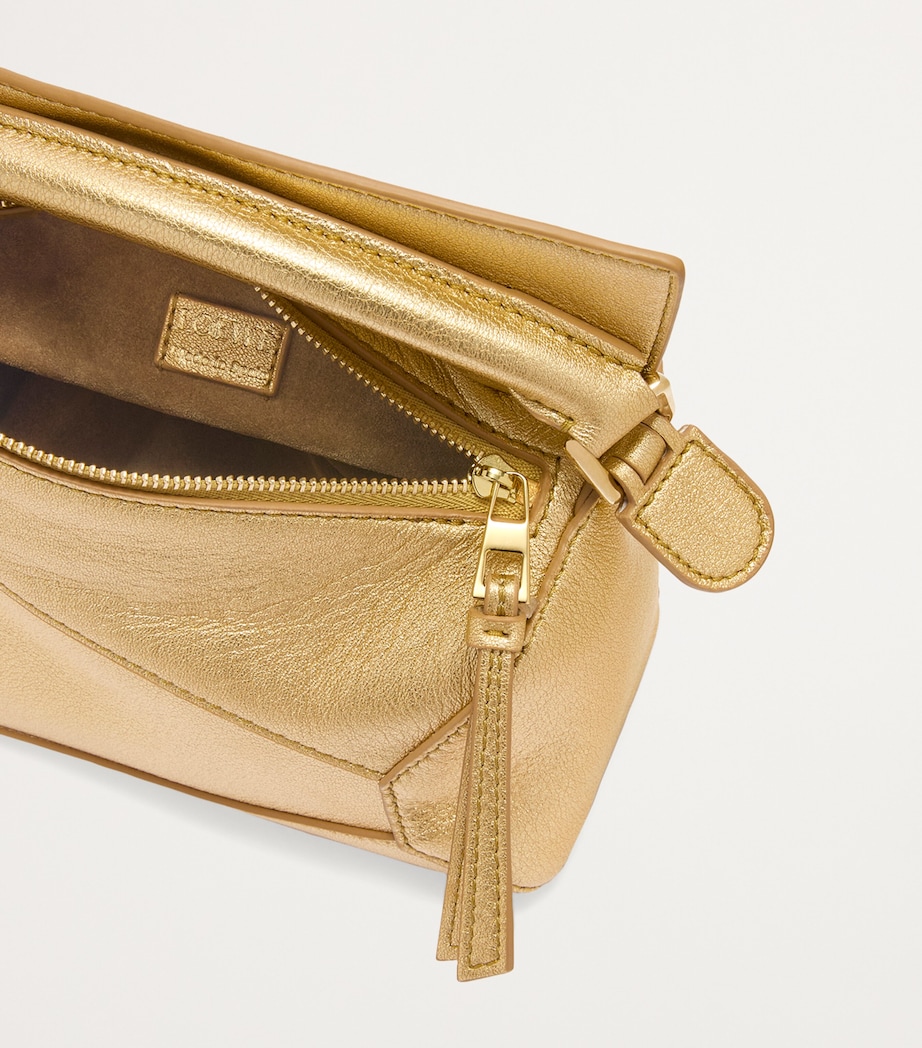 Mini Metallic Leather Puzzle Top-Handle Bag GOLD Image 6