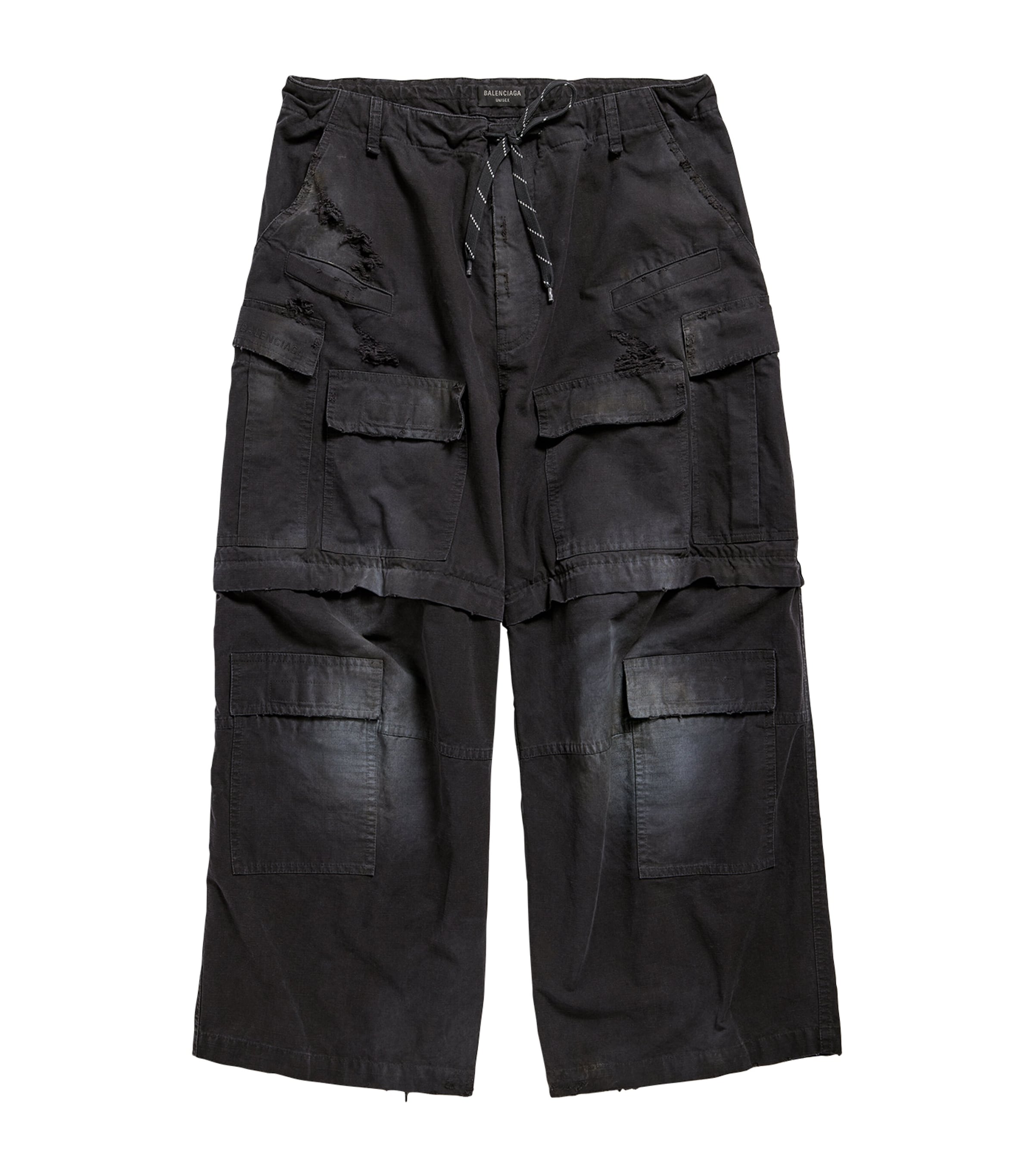 Balenciaga Detachable-legs Ripstop Cargo Trousers In Black