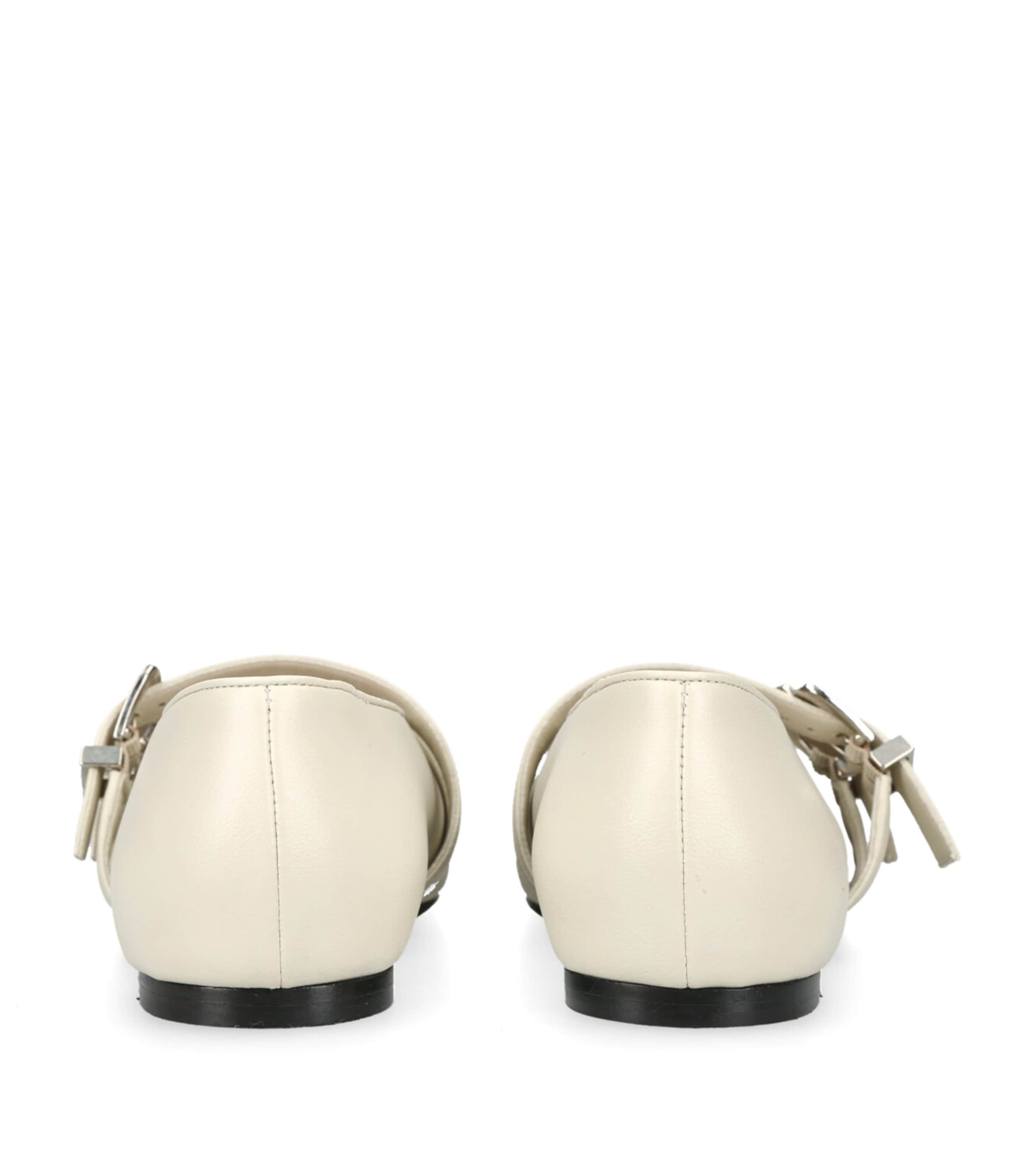 Leather Buckle Claudia Ballet Flats WHITE Image 2