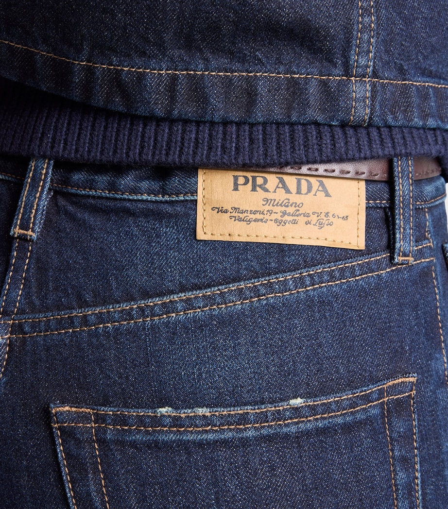 Prada Womens High-Waist Straight Jeans Blue Image 4
