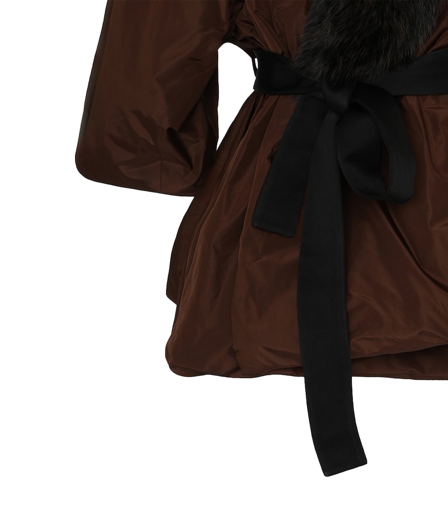 Saint Laurent Womens Silk Belted Coat Image 5