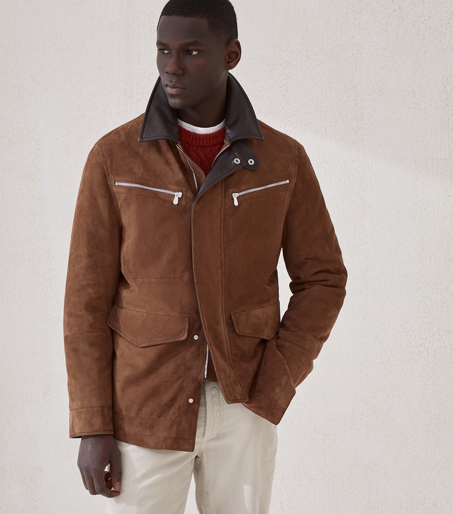 Suede Leather Padded Jacket CWB63 Image 2