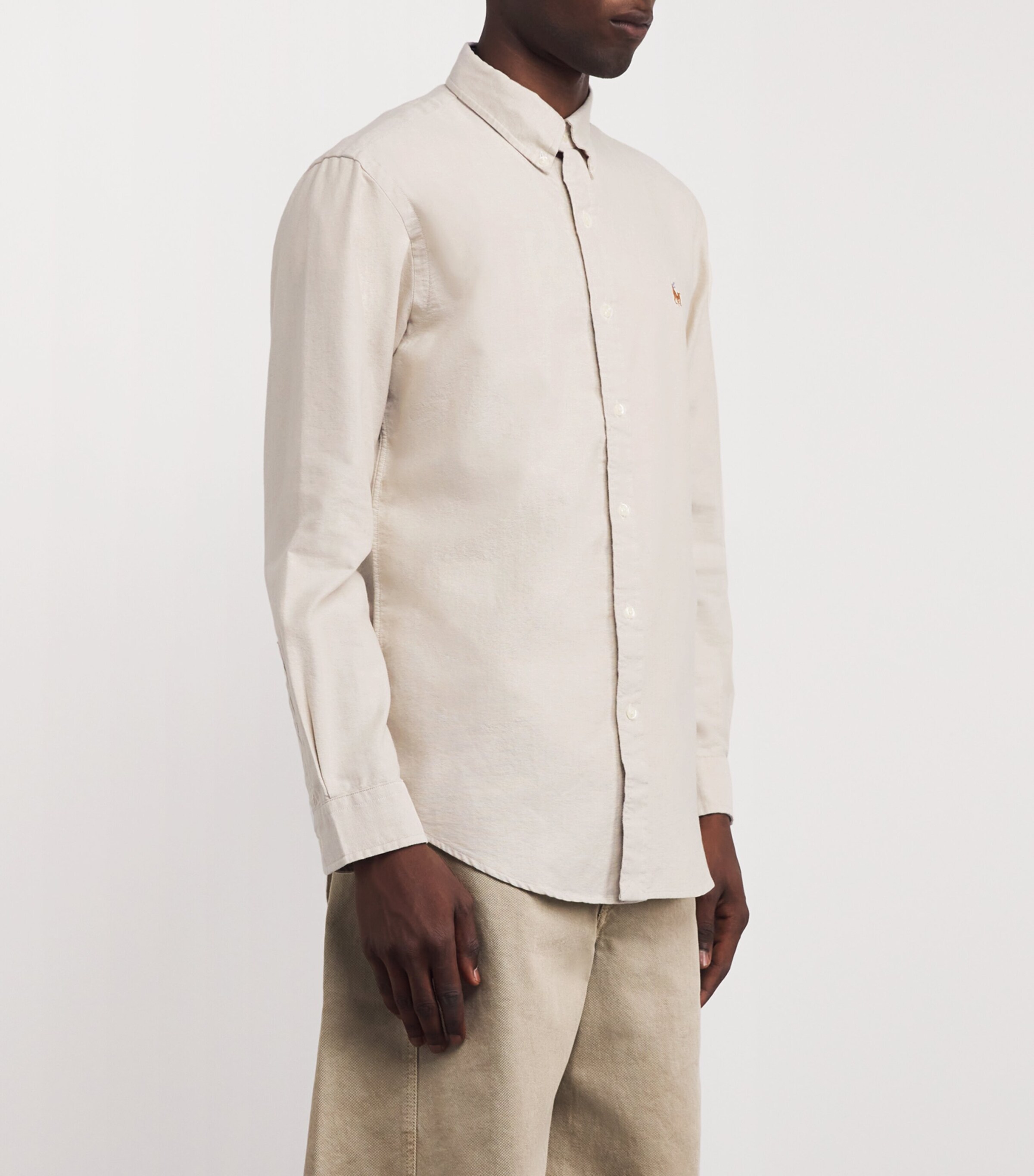 Polo Ralph Lauren Mens Cotton Oxford Shirt Beige/khaki Image 3