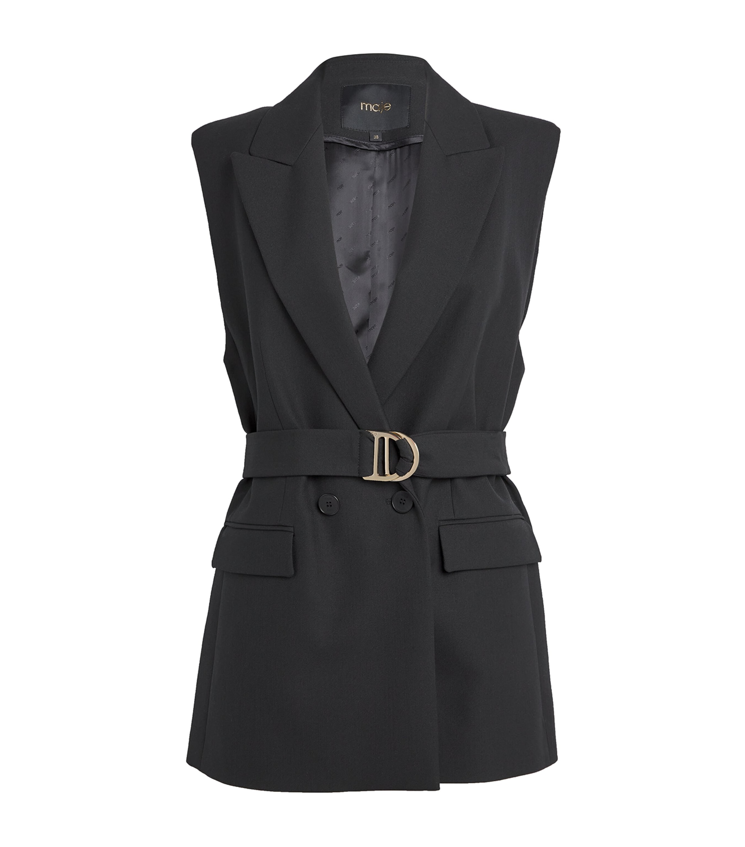 Shop Maje Double-breasted Waistcoat In Black