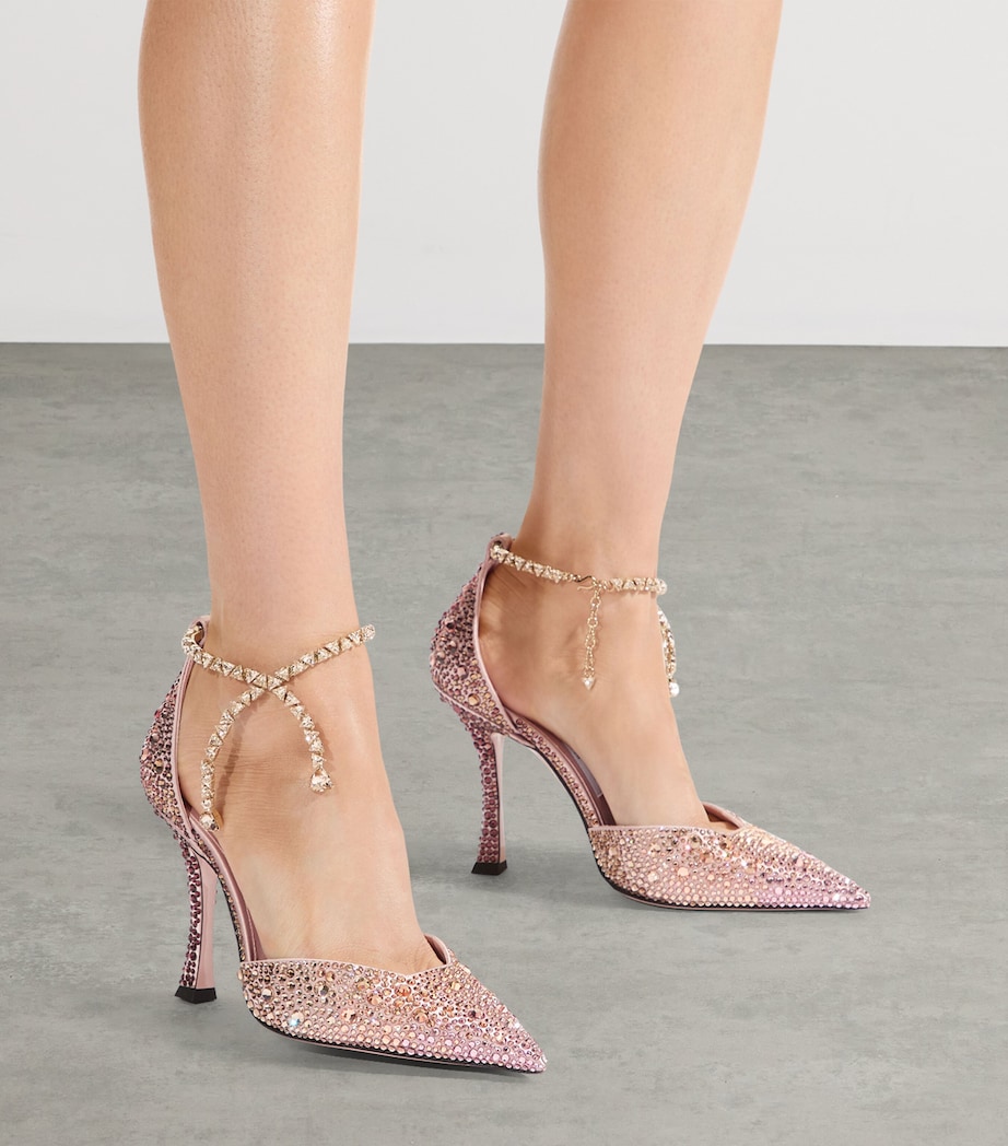 Jimmy Choo Stevie 100 Satin Embellished Pumps Silky Blush Mix Image 2