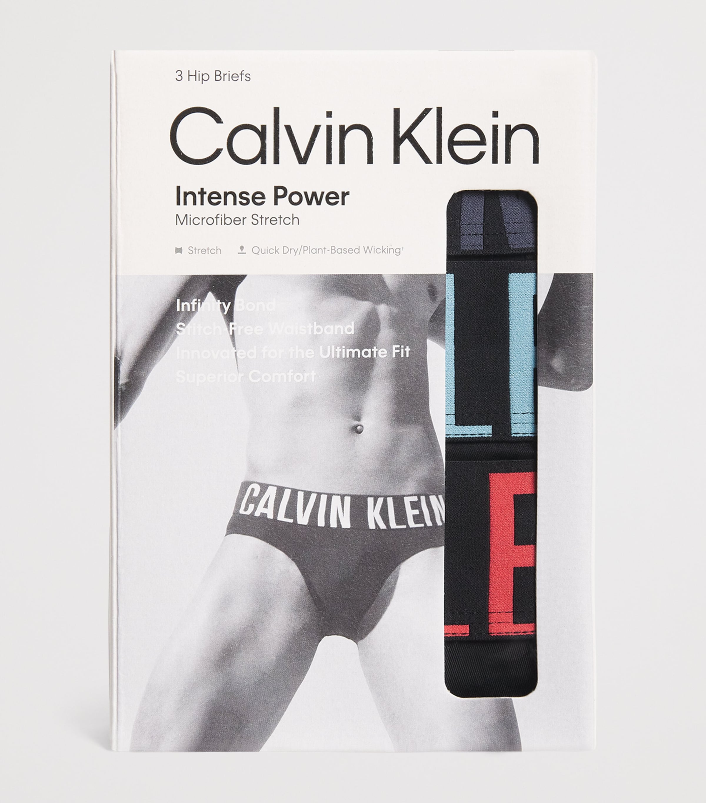 Calvin Klein Mens Cotton Stretch Intense Power Briefs (Pack of 3) Multi Image 4