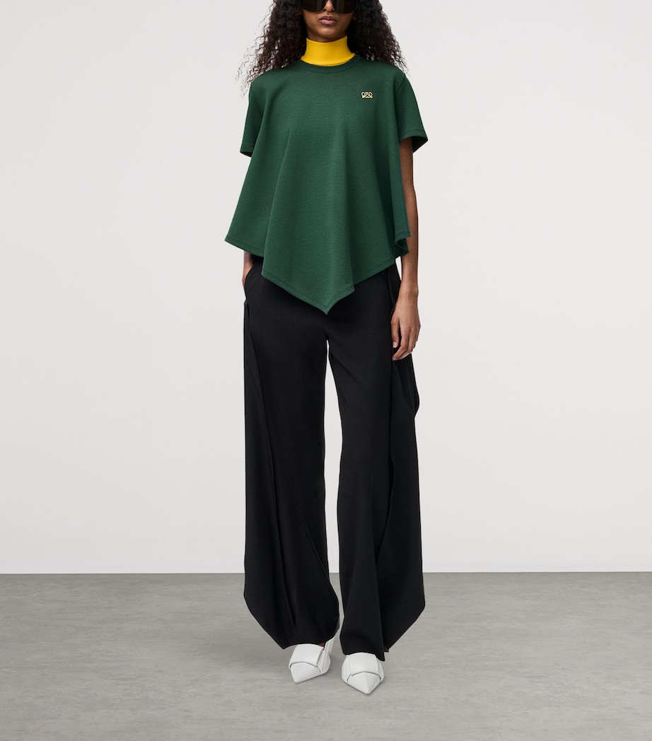 LOEWE Womens Cape-Detail T-Shirt Dark Green Image 2