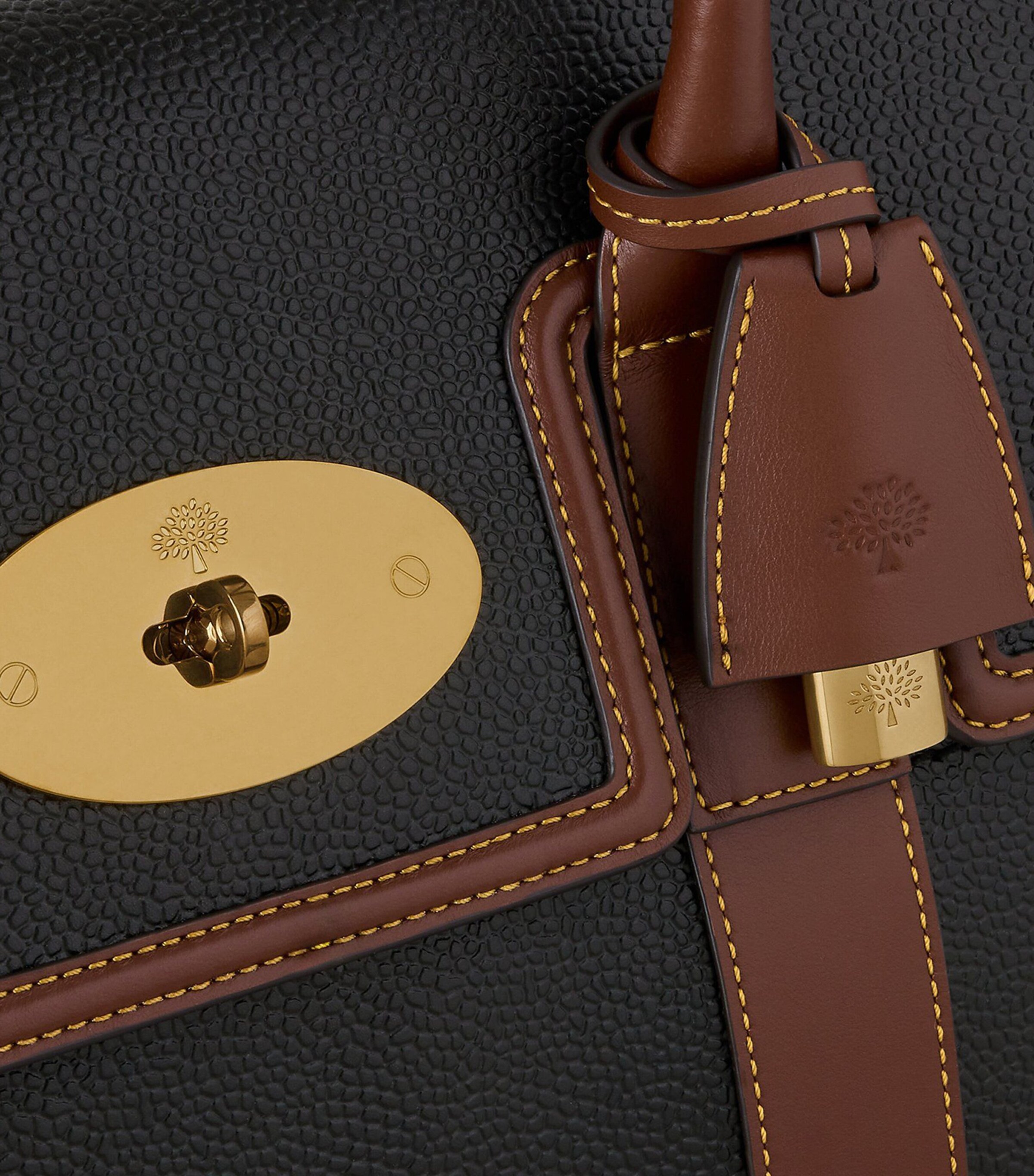 Mulberry Bayswater Shoulder Bag Black Cognac Image 6