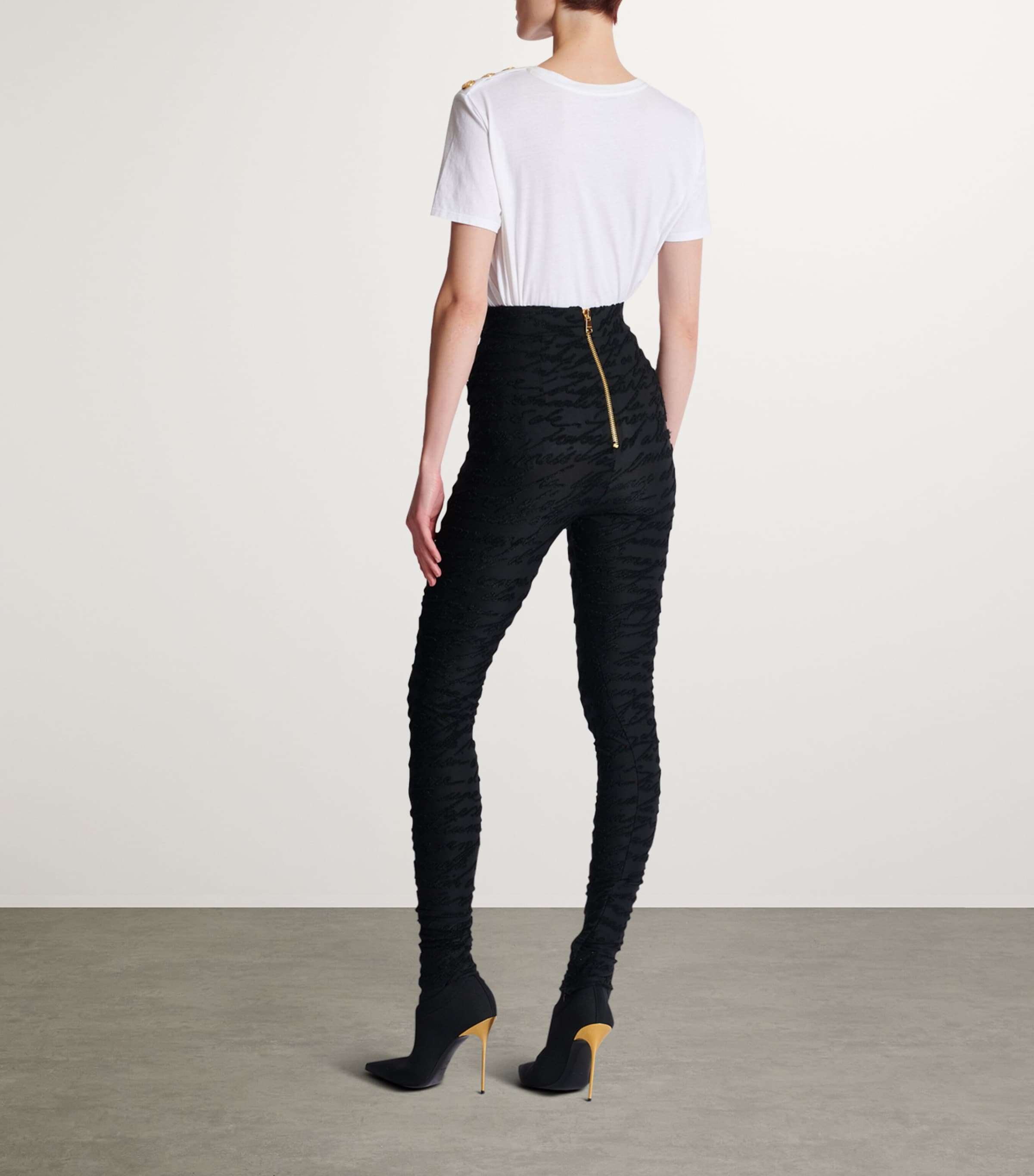 Jacquard Knit Love Letter Leggings 0PA NOIR Image 3