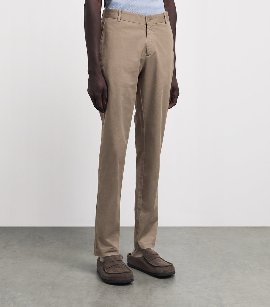 Sunspel Mens Stretch-Cotton Slim Chinos Whdc Dark Stone Image 4