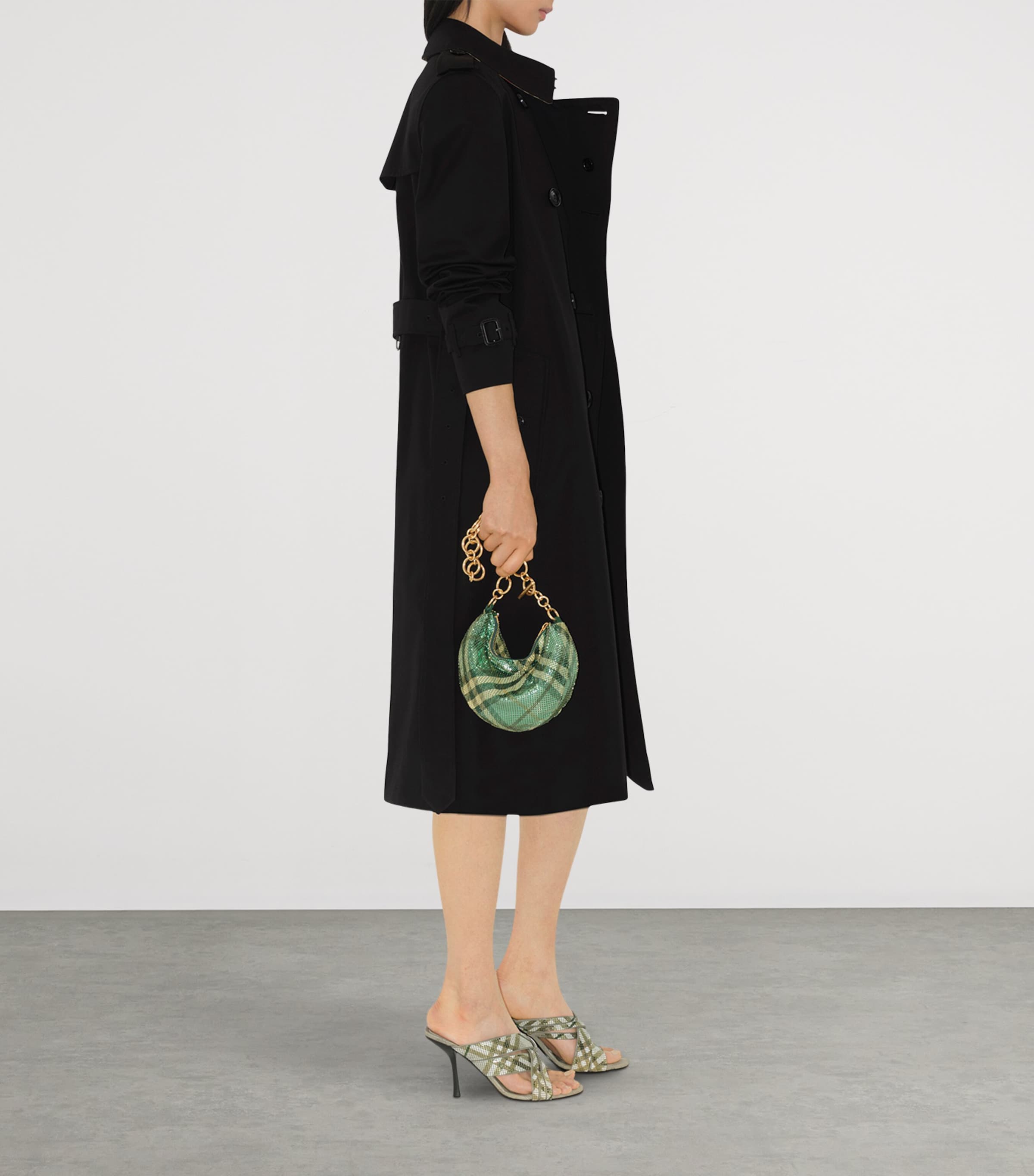 Gabardine Long Kensington Heritage Trench Coat BLACK Image 3