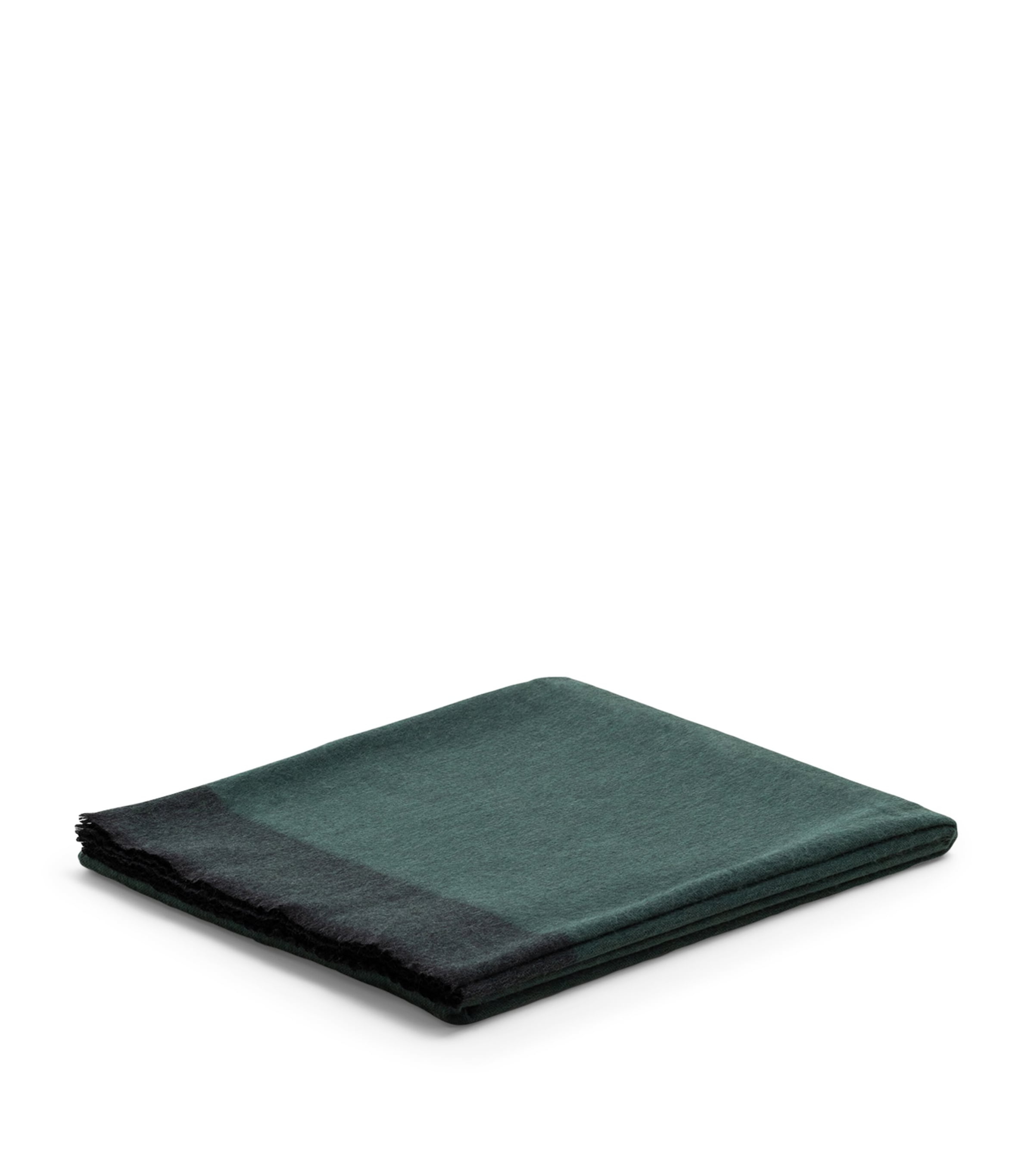 Begg x Co Cashmere Arran Border Throw (150cm x 200cm) Charcoal Spruce Image 2