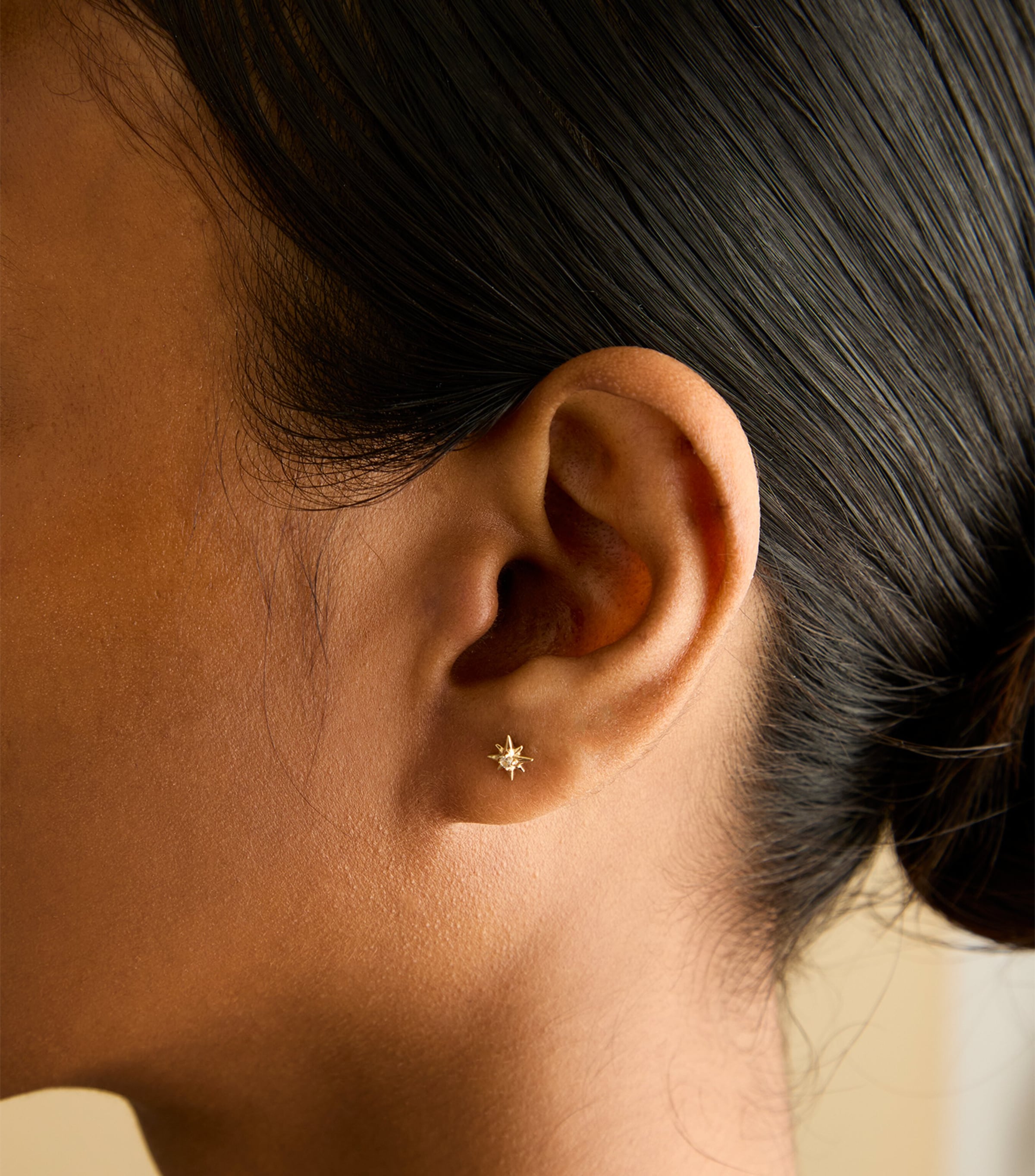 Yellow Gold and Topaz Star Earrings GOLD Image 2