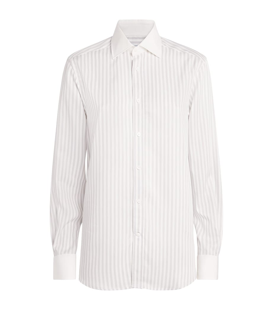 With Nothing Underneath Womens Tencel The Boyfriend Shirt Silver Stripe Image 1