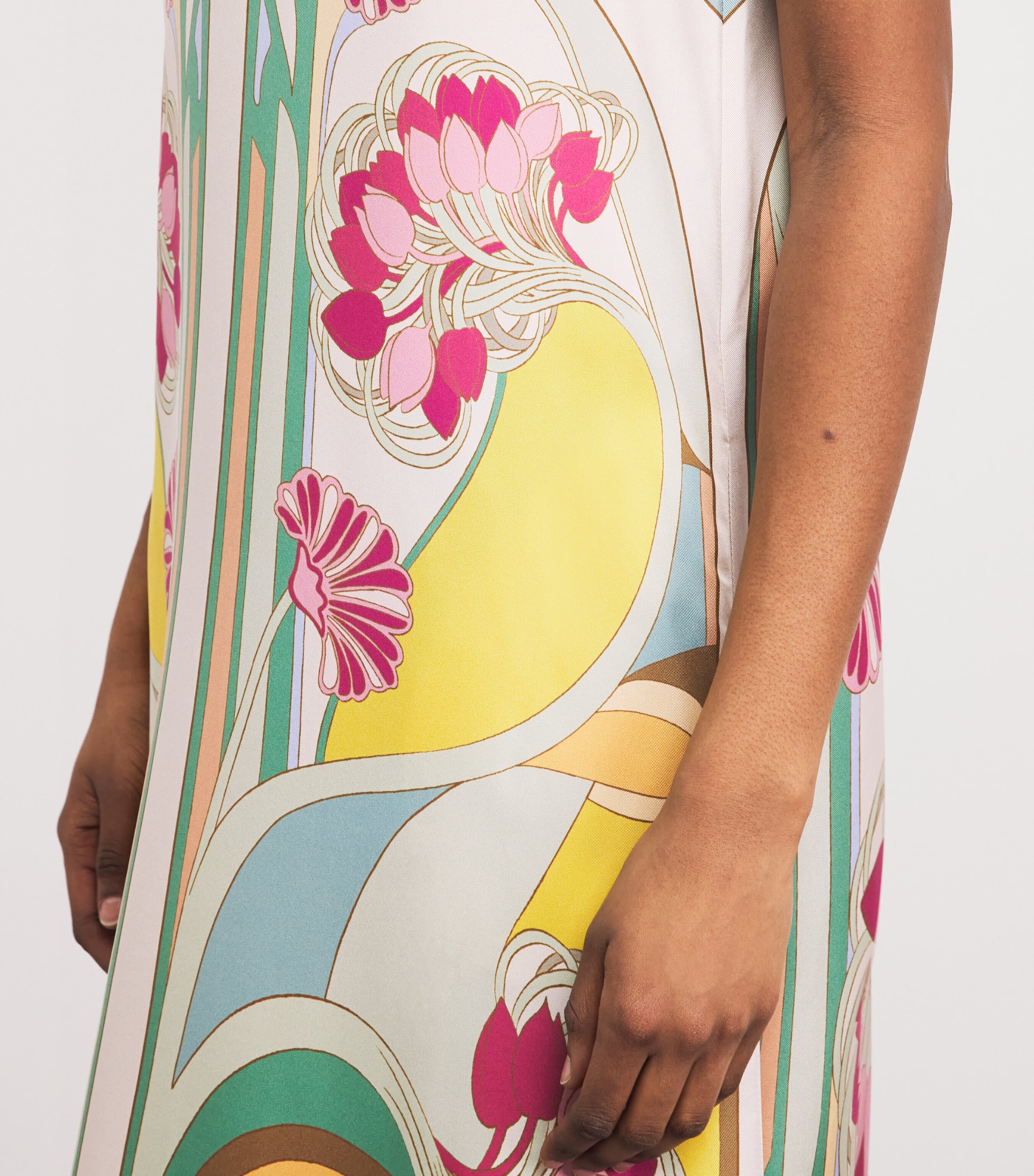 La Doublej Womens Silk Feather-Trim Swing Midi Dress Tulip Placee Image 5