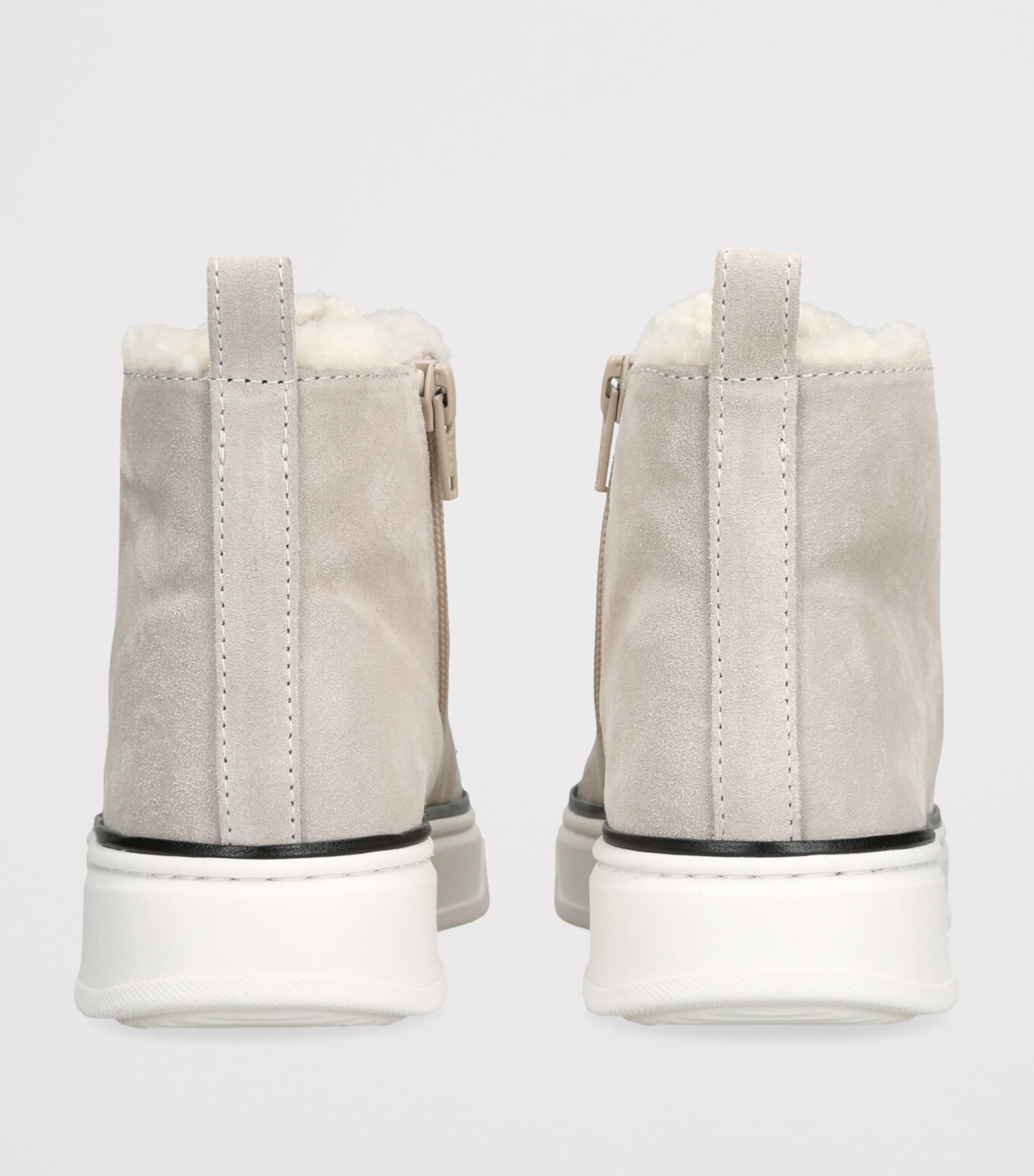 Brunello Cucinelli Suede Shearling-Lined High-Top Sneakers Taupe Image 2