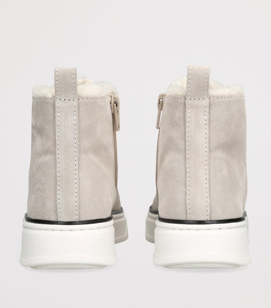 Suede Shearling-Lined High-Top Sneakers TAUPE Image 2