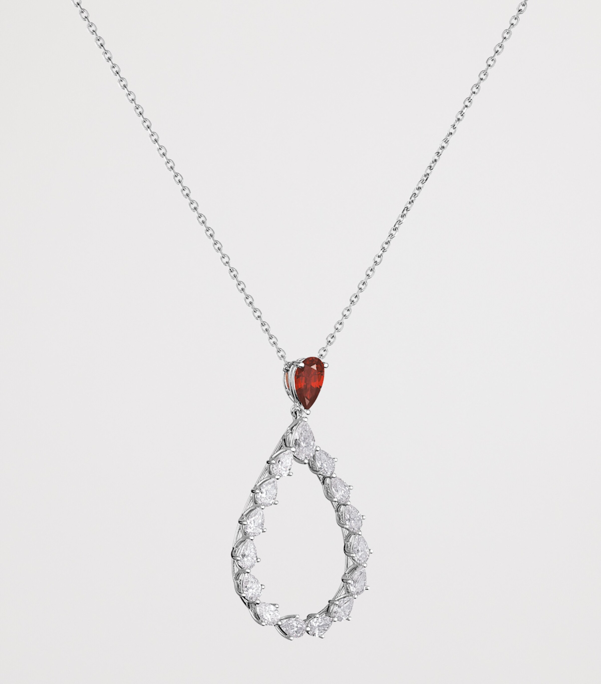 White Gold, Diamond and Ruby L'Heure du Diamant Necklace 18K WHITE GOLD Image 3