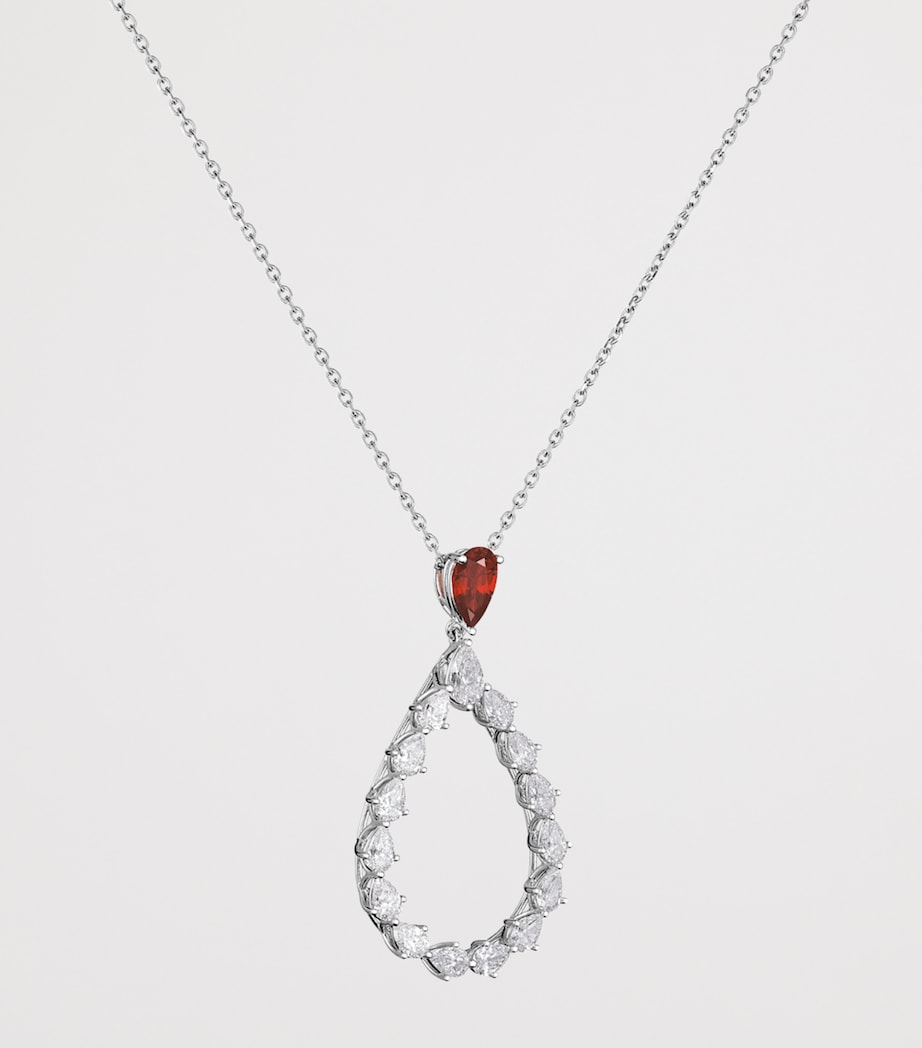 White Gold, Diamond and Ruby L'Heure du Diamant Necklace 18K WHITE GOLD Image 3