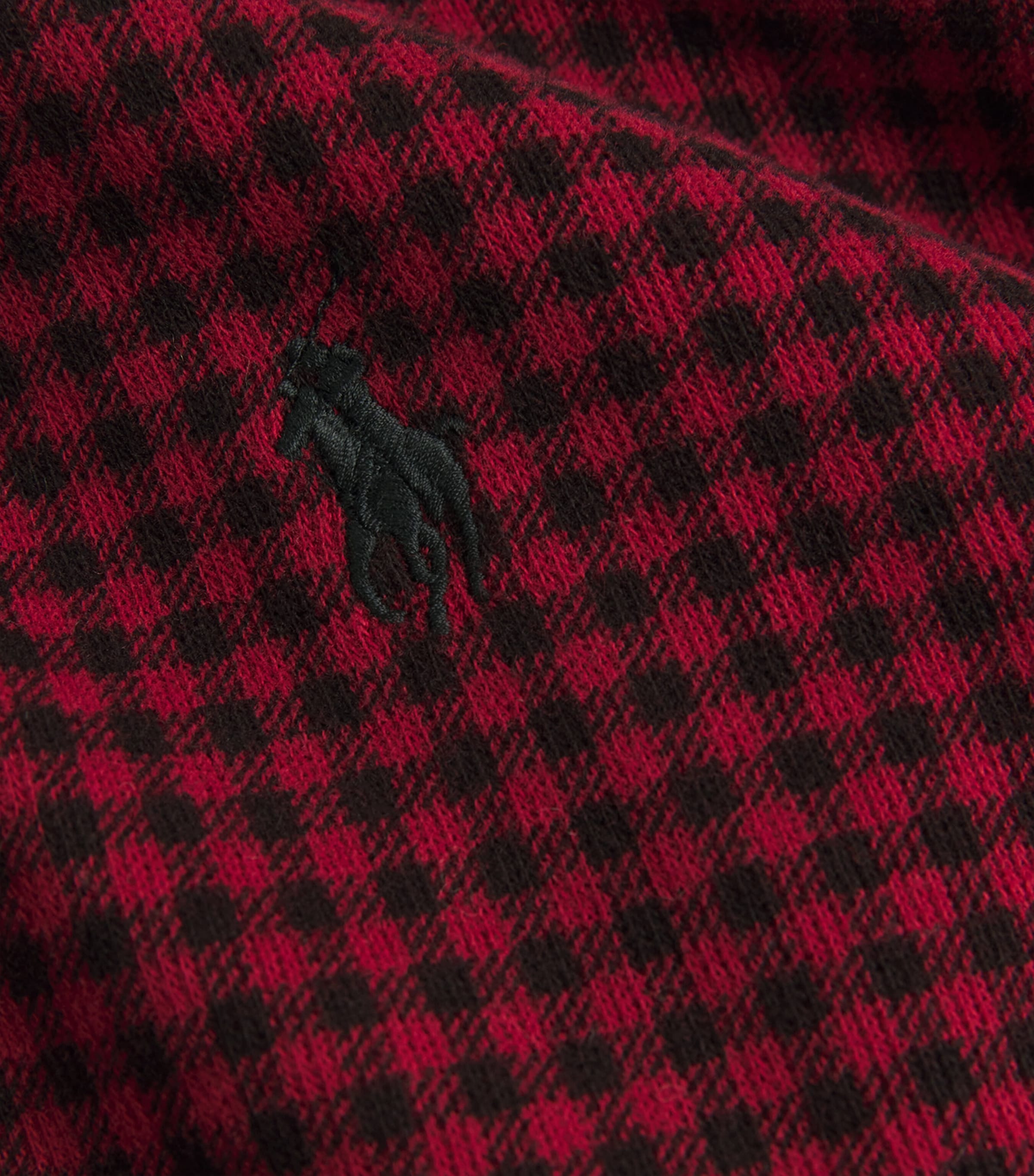 Cotton Check Quarter-Zip Sweatshirt RED Image 5