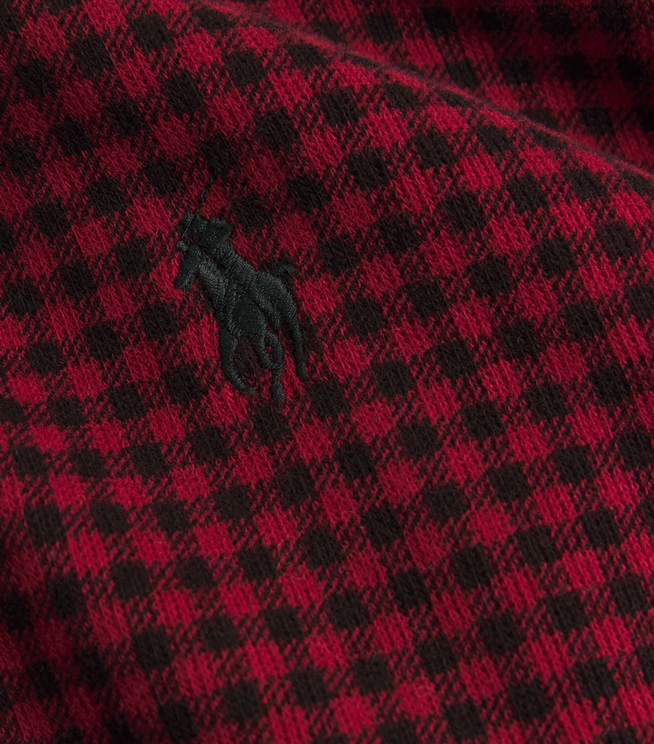 Cotton Check Quarter-Zip Sweatshirt RED Image 5