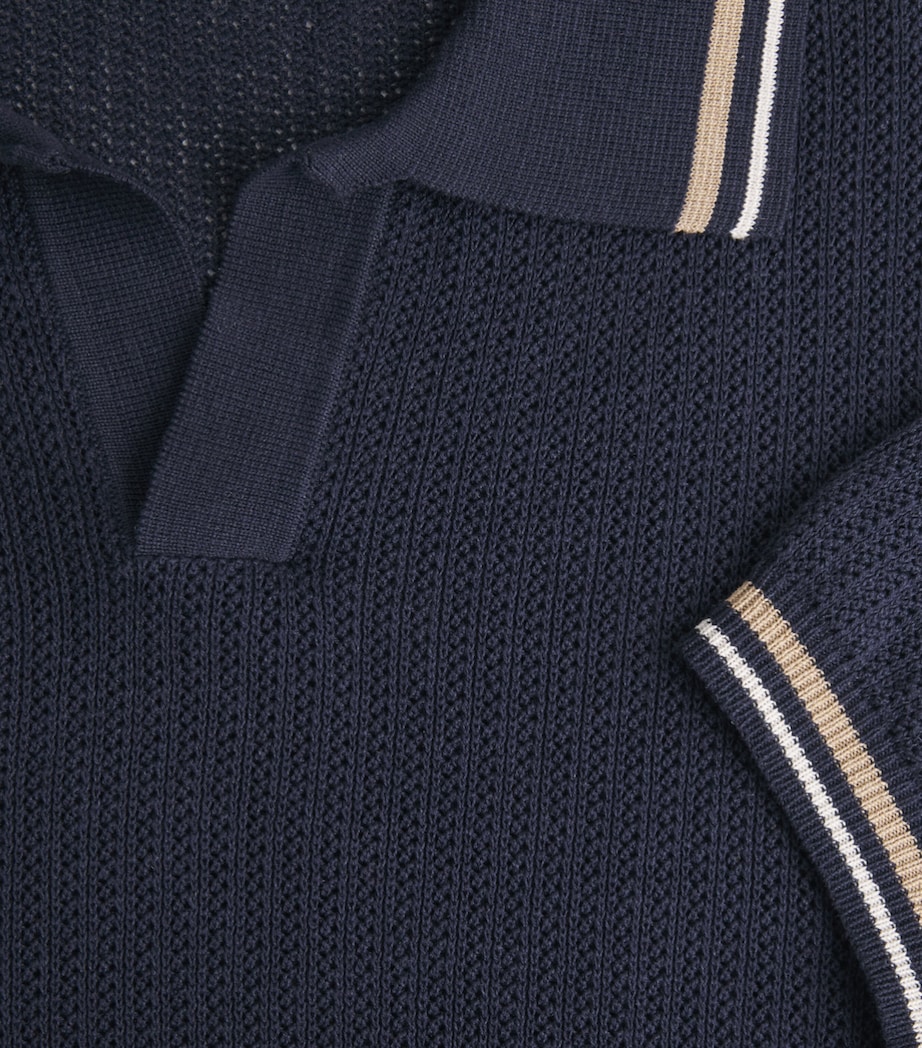 Isaia Mens Silk-Linen Polo Shirt Image 6