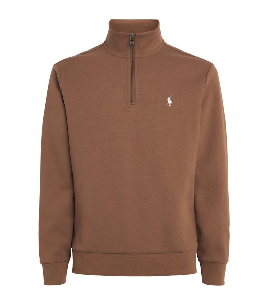 Polo Ralph Lauren Mens Polo Pony Quarter-Zip Sweatshirt Luggage Brown Image 1