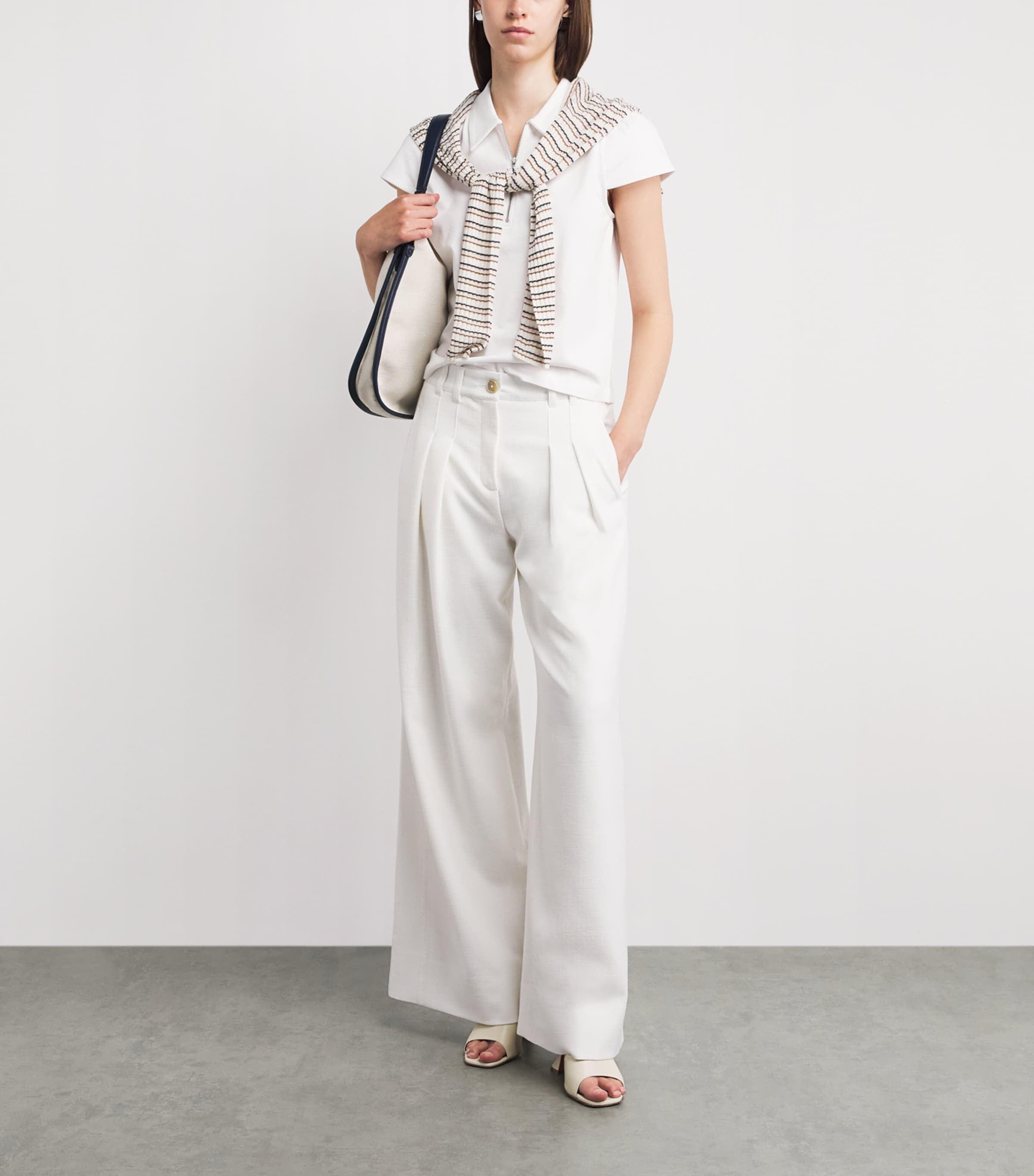 ME+EM Womens Wide-Leg Trousers Ivory Image 2