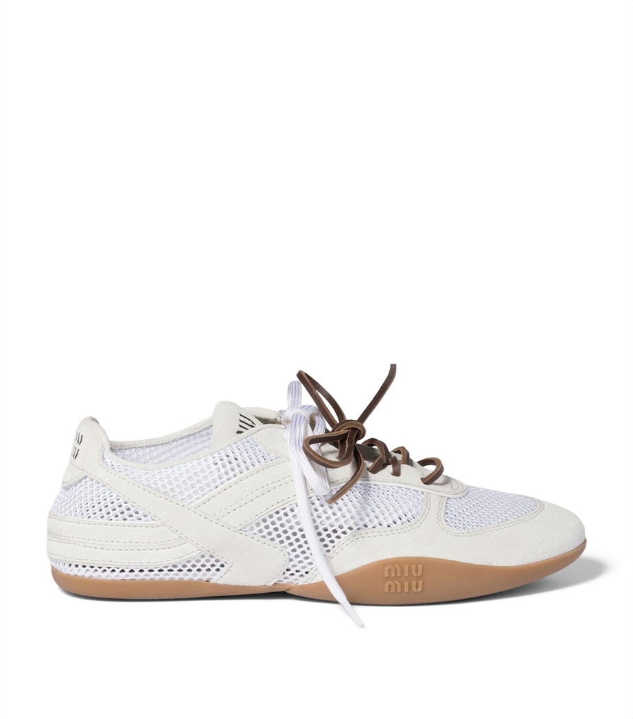 Miu Miu Suede-Mesh Gymnasium Sneakers Image 1