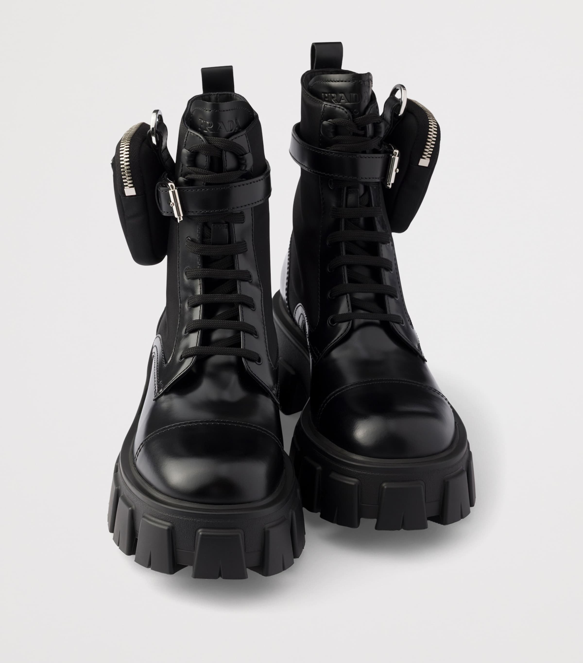 Prada Leather & Re-Nylon Monolith Boots Black Image 5