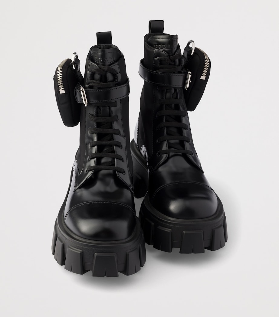 Prada Leather & Re-Nylon Monolith Boots Black Image 5