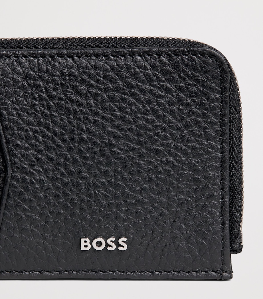BOSS Grained Leather Crosstown Card Holder Black Image 3