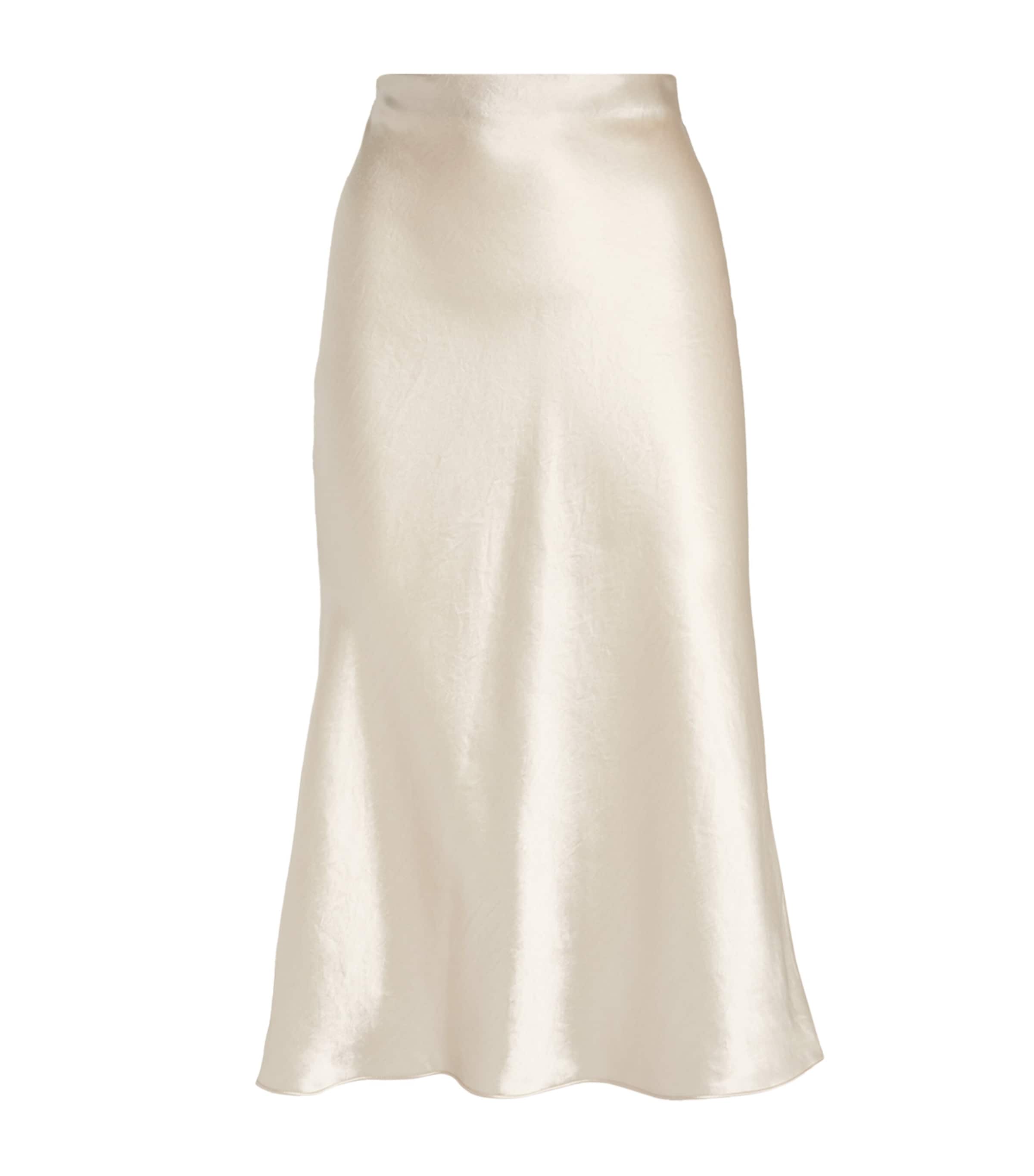 Vince Black High-waisted Satin Skirt In Beige
