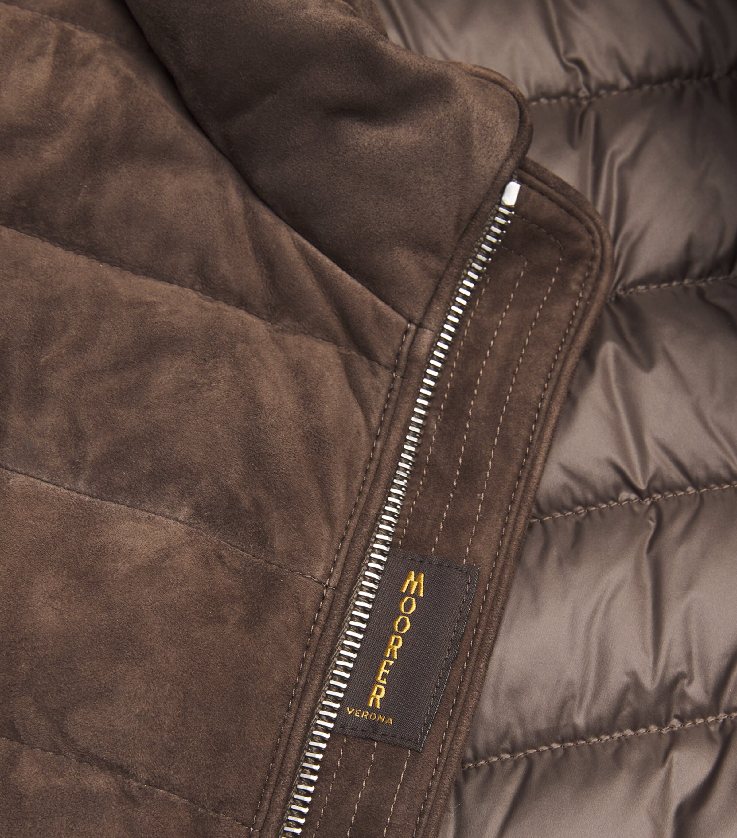 Moorer Mens Suede Down Gilet Fumo Image 5