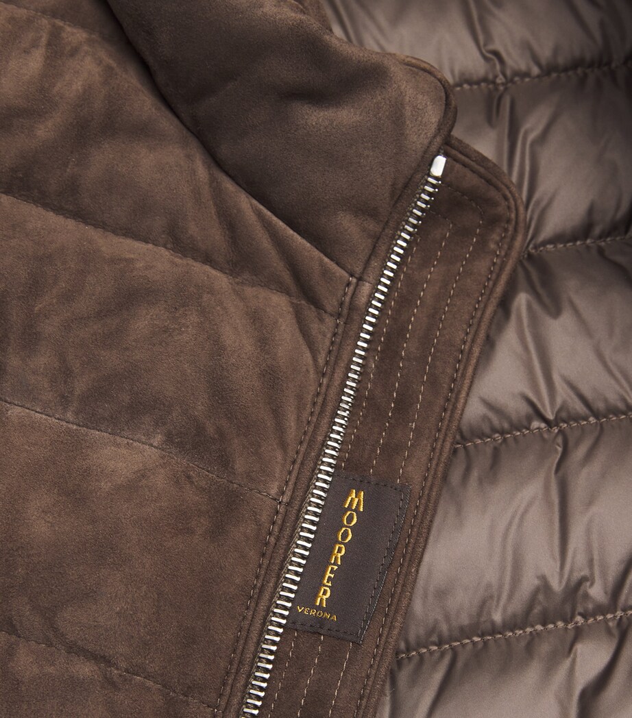 Moorer Mens Suede Down Gilet Fumo Image 5