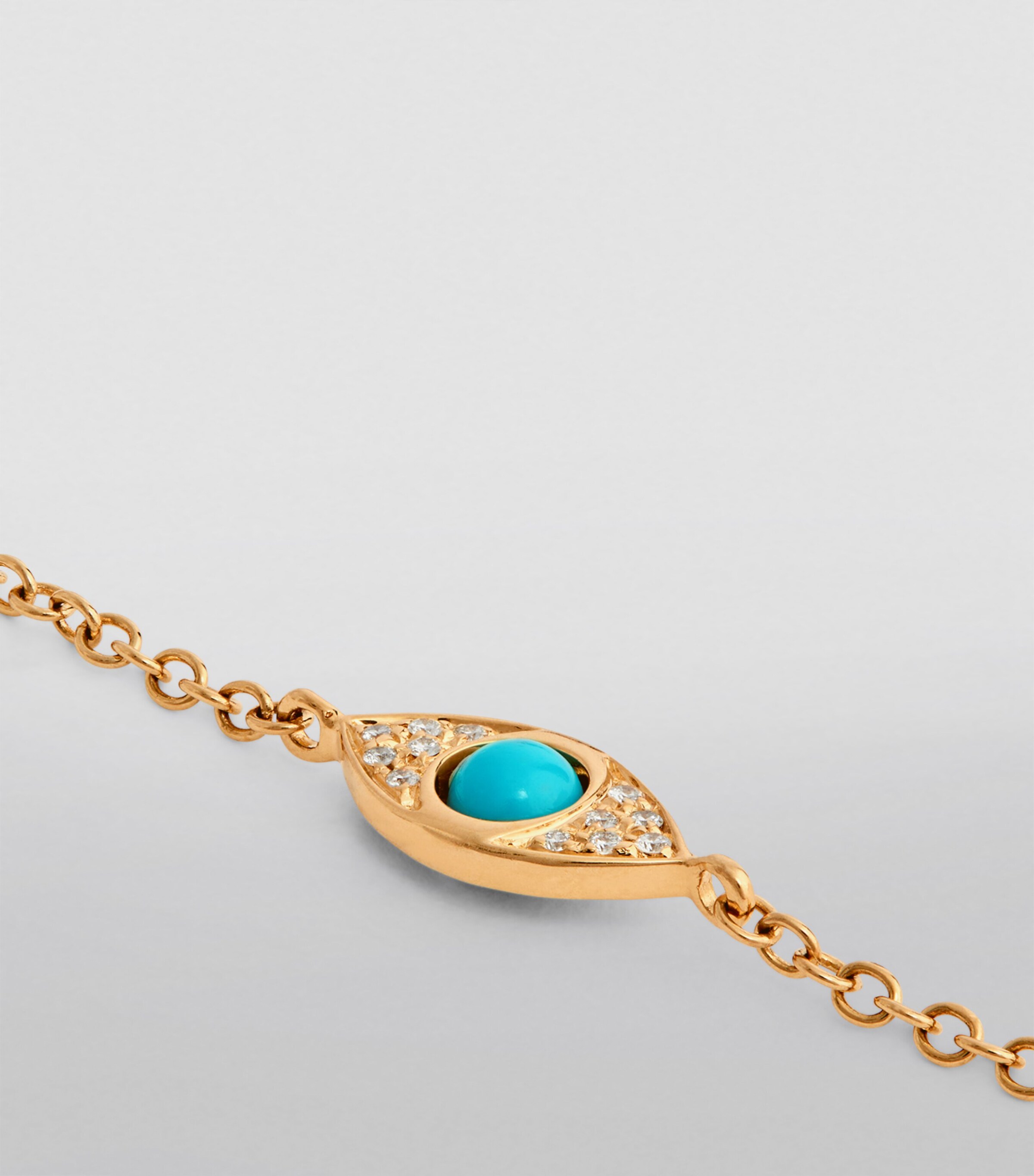 Netali Nissim Yellow Gold, Turquoise and Diamond Three Eye Bracelet Yellow Gold Image 2