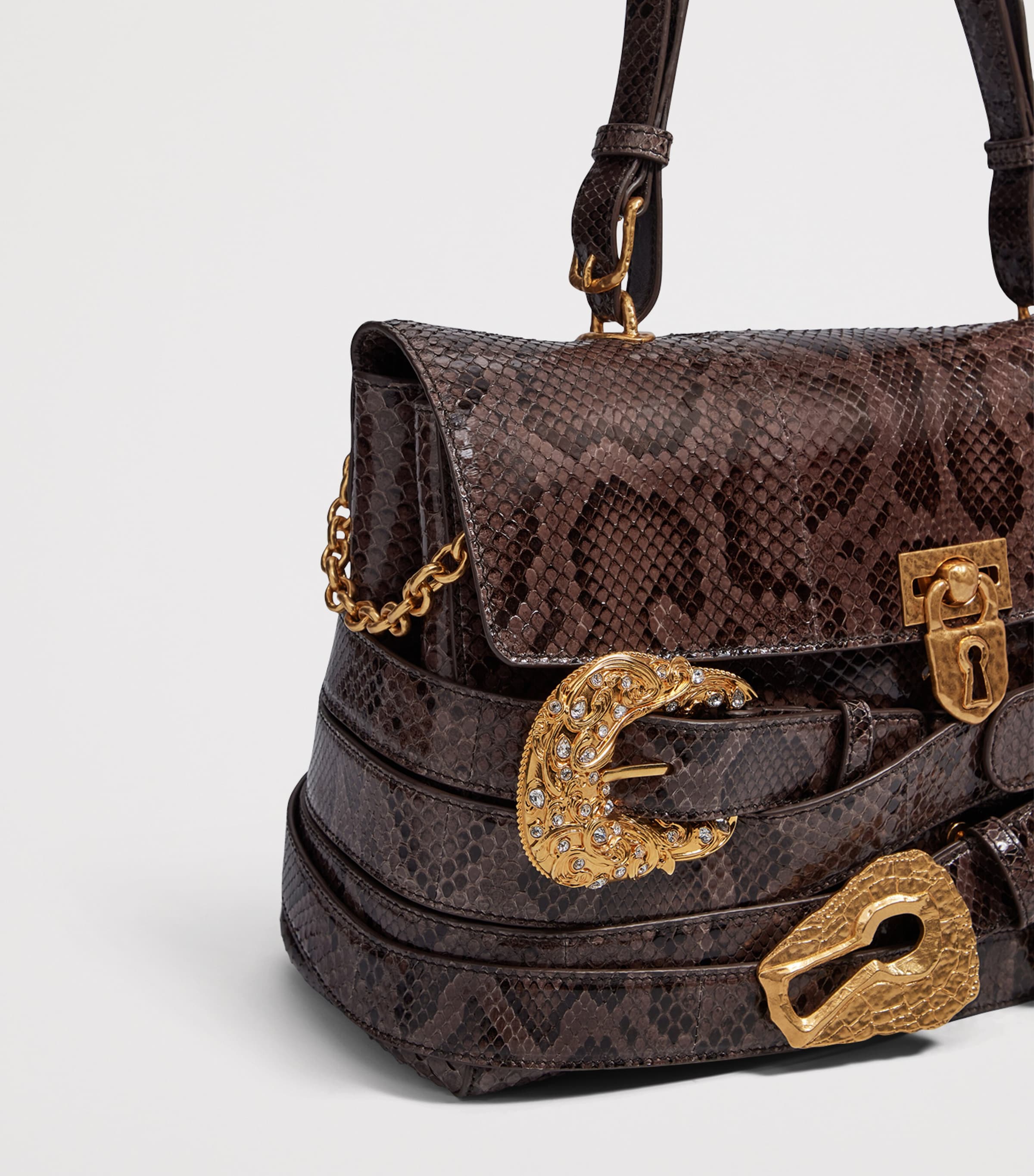 Python Skin Belts Soft Secret Shoulder Bag 819 DARK BROWN Image 6