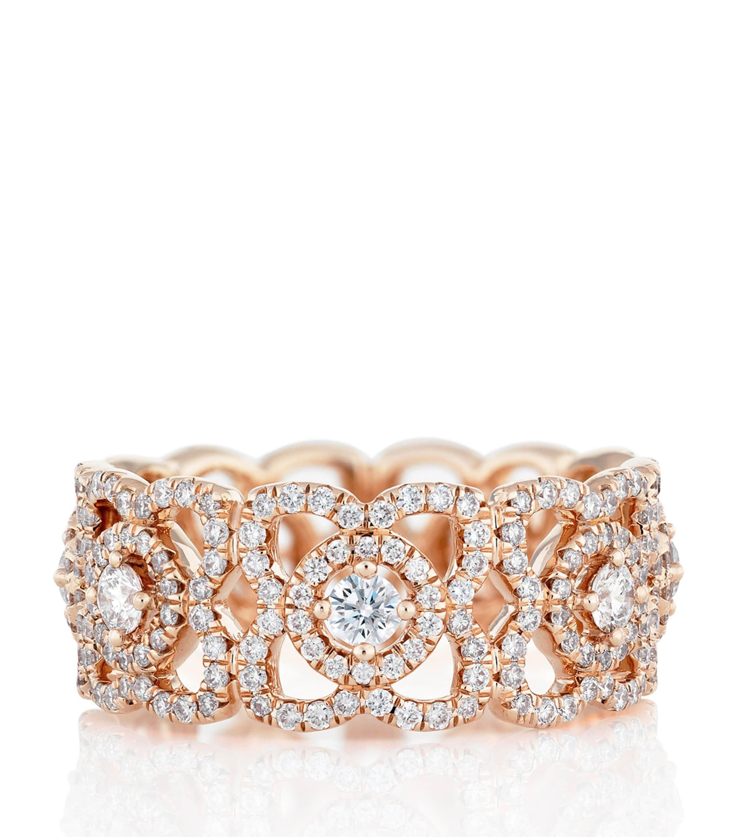 Shop De Beers Rose Gold Enchanted Lotus Band