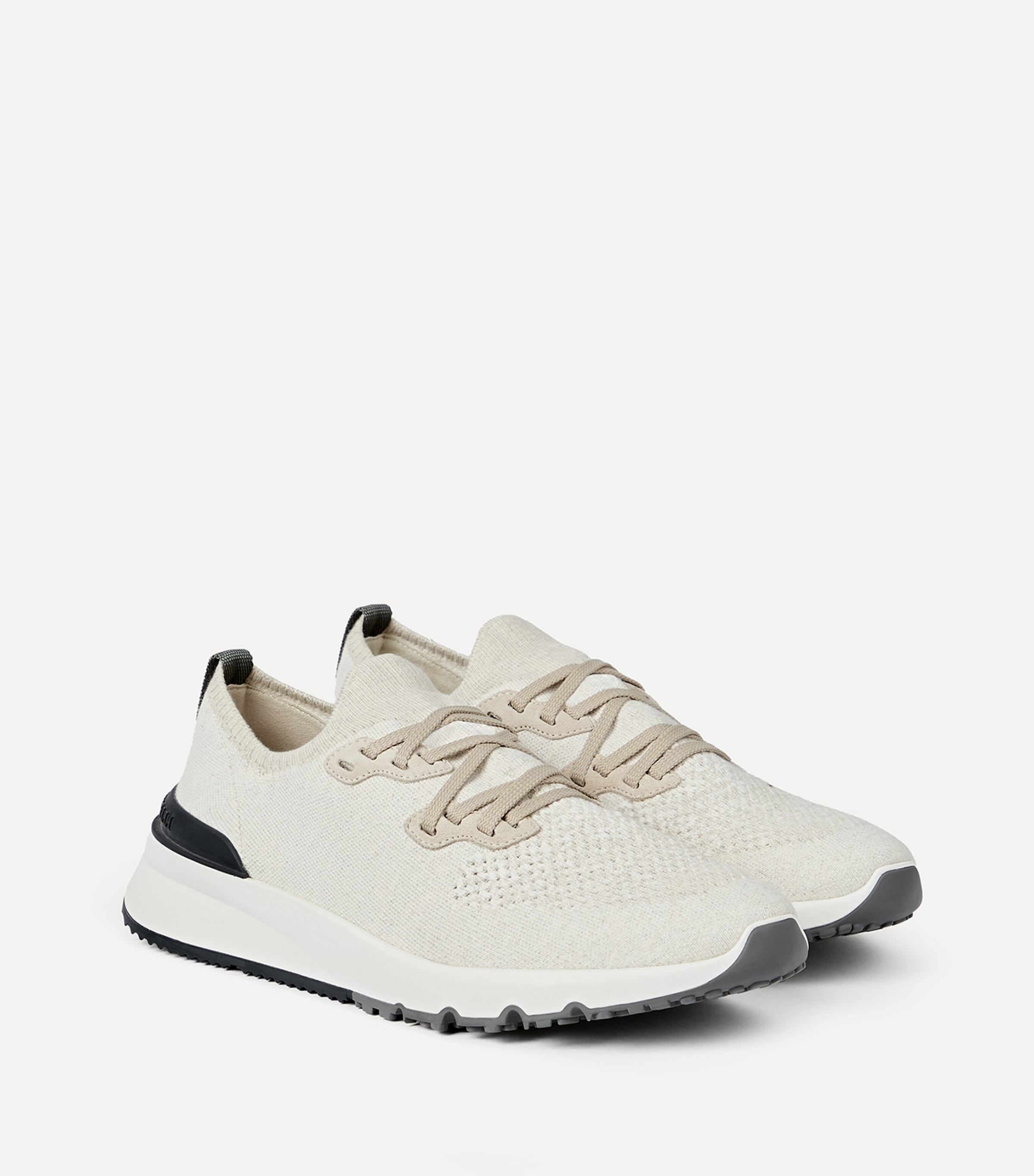 Brunello Cucinelli Cotton-Blend Chiné-Knit Sneakers Image 3