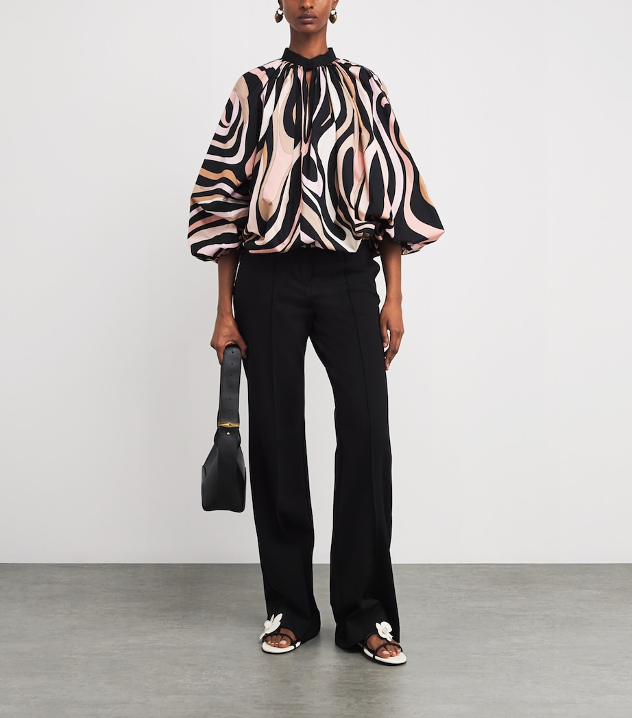 Cotton Printed Blouse 001 NERO/NUDE Image 2