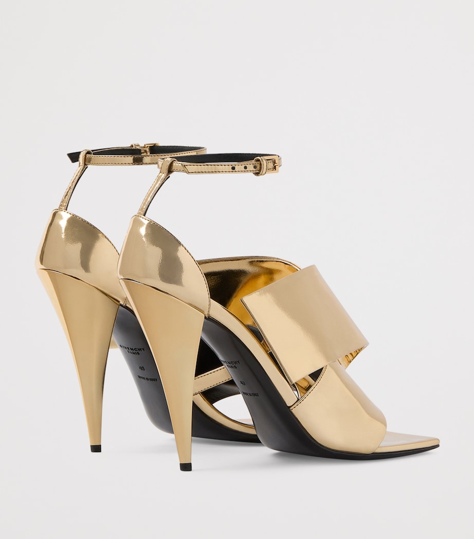 Leather and Silk Twisted Ribbon Heeled Sandals 95 GOLDEN Image 5