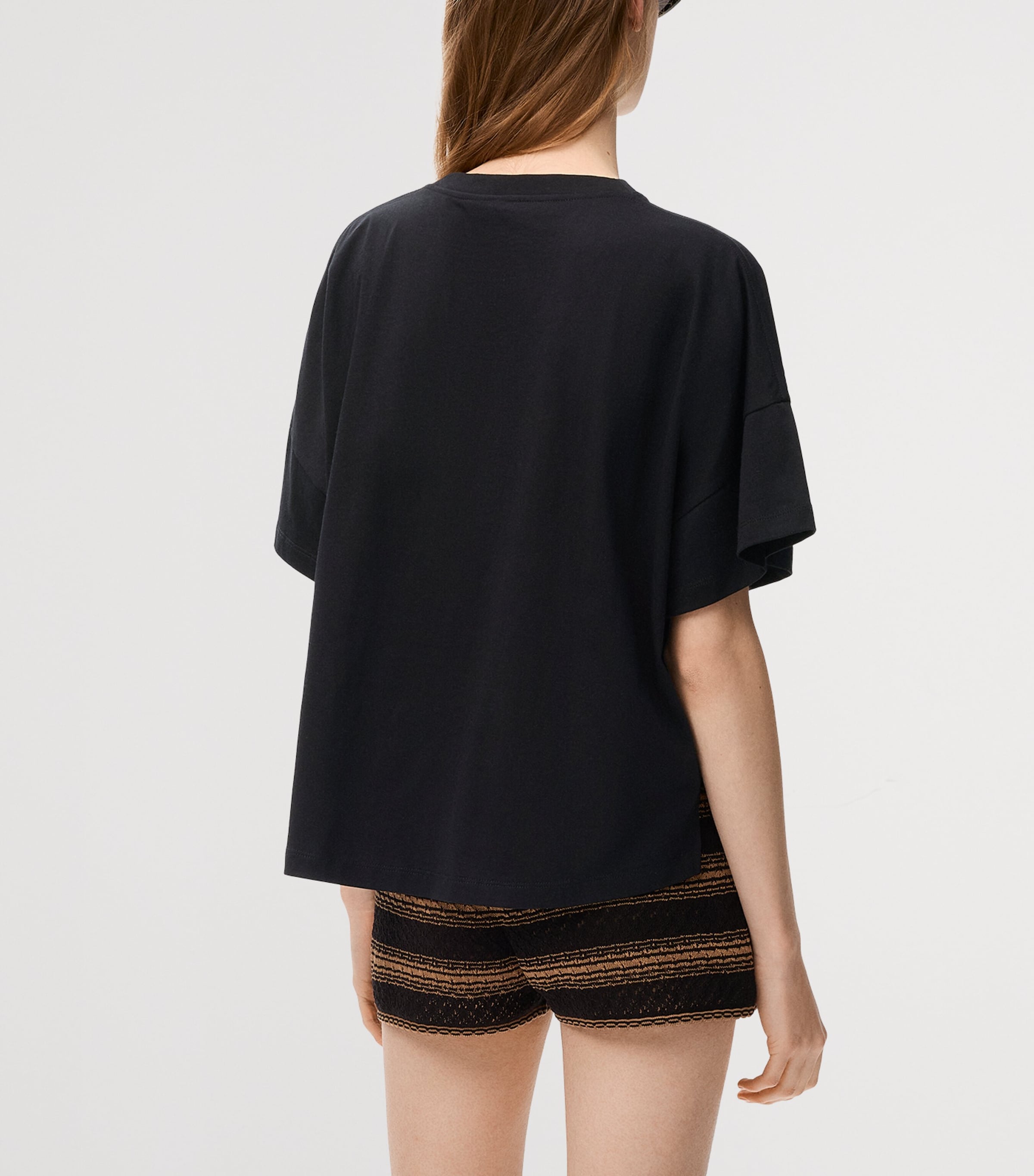 LOEWE Womens x Paula’s Ibiza Stretch-Cotton Anagram T-shirt Black Image 4