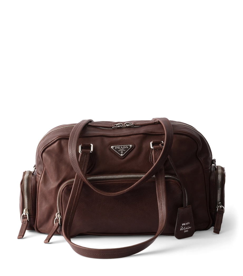 Large Washed Leather Shoulder Bag F0324 Image 1