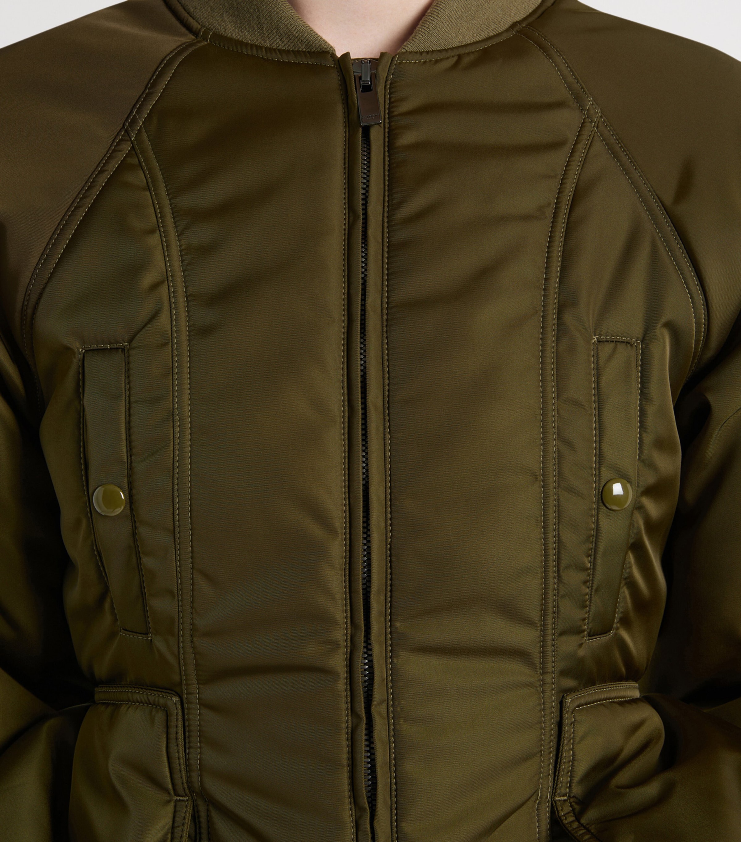 Balmain Womens Signature Bomber Jacket Khaki Olive Image 6