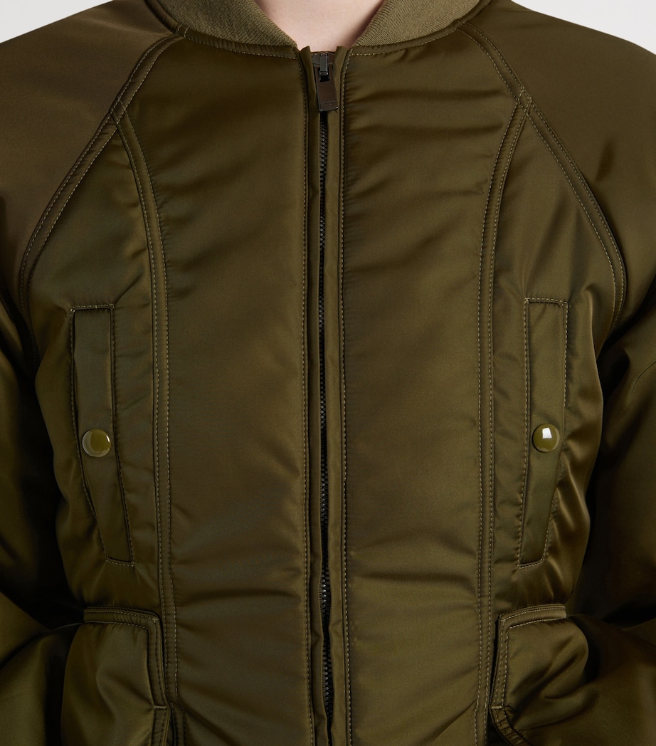 Balmain Womens Signature Bomber Jacket Khaki Olive Image 6