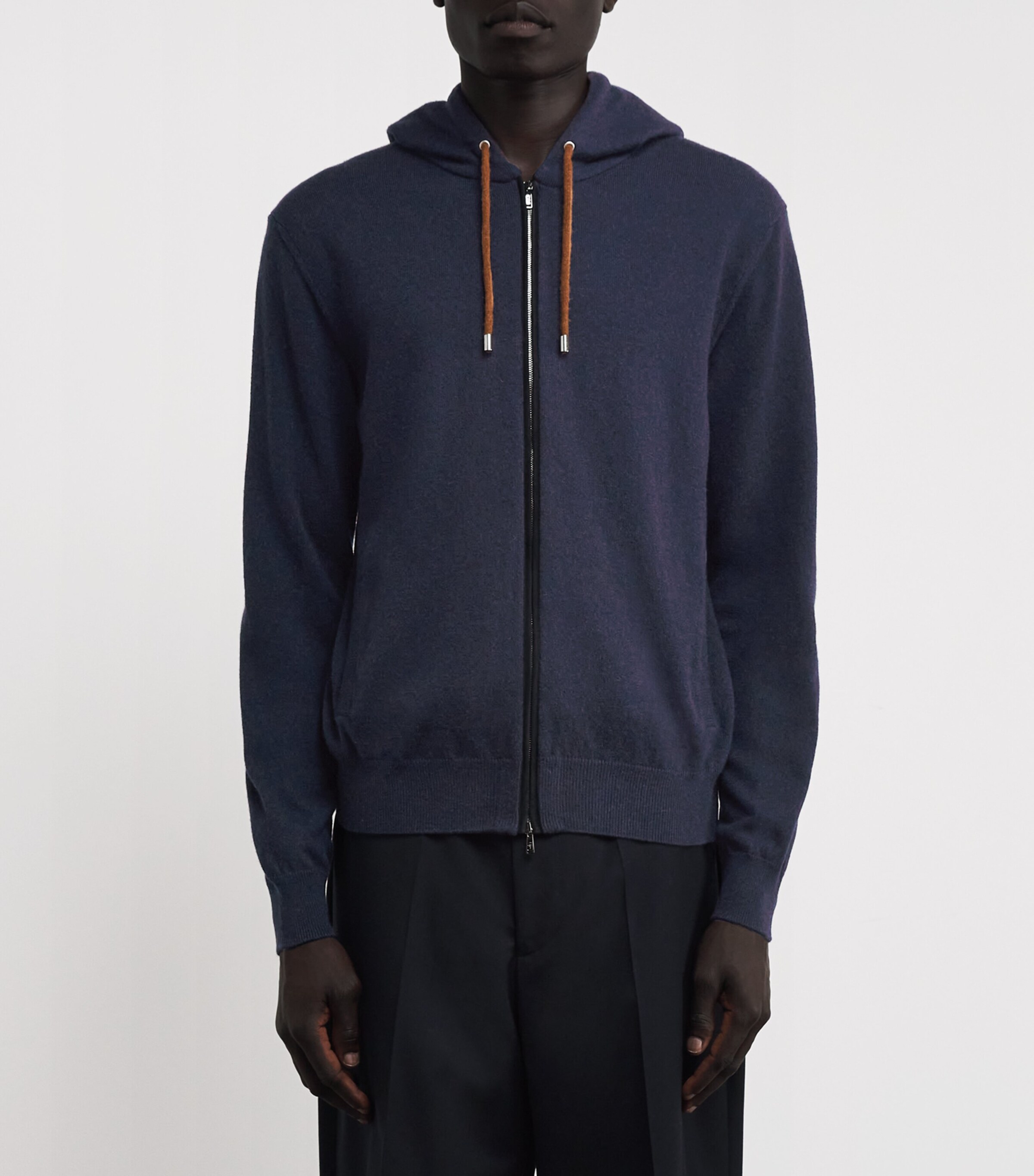 Fioroni Cashmere Mens Cashmere Hoodie Navy Image 3