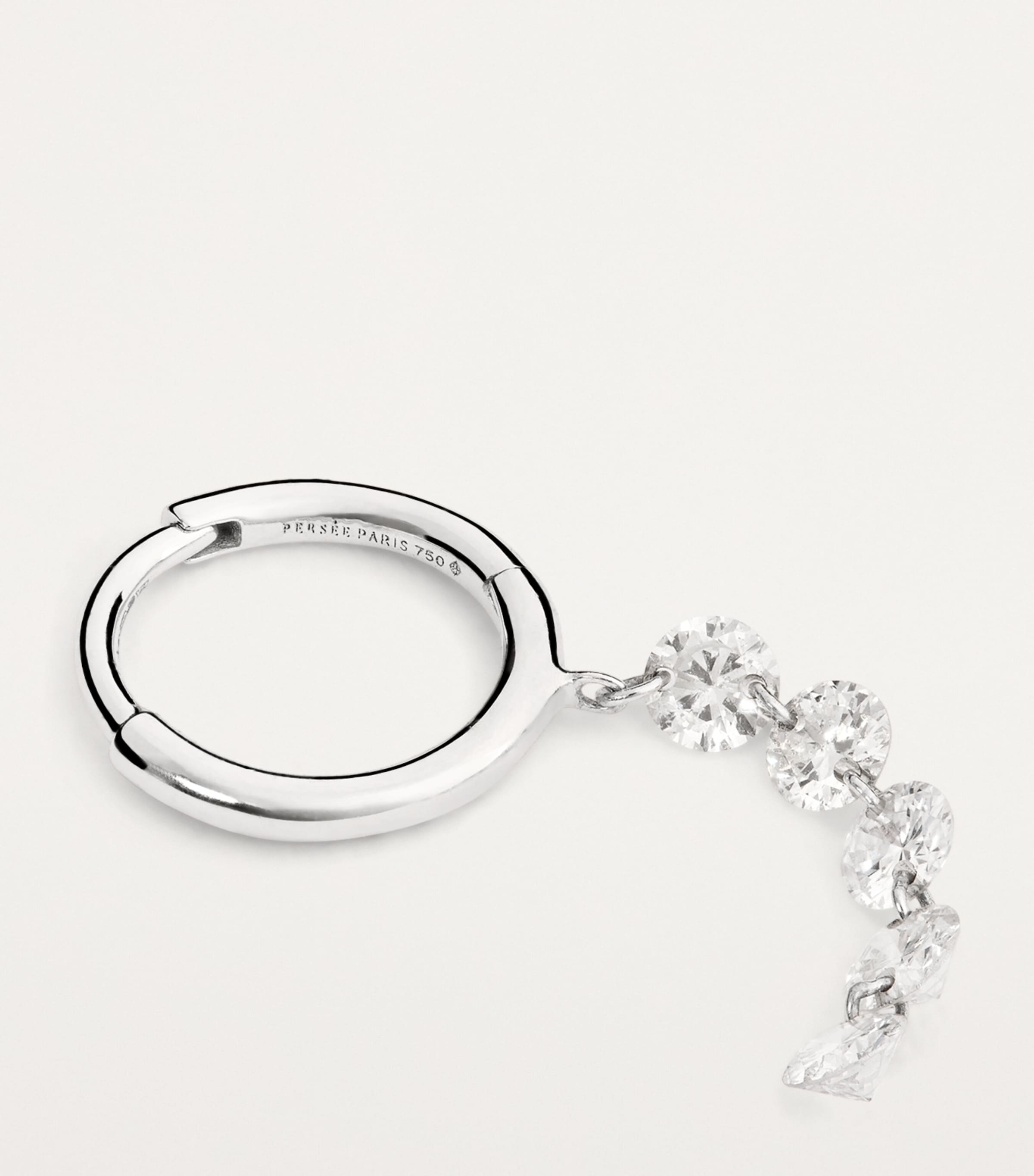 White Gold and Diamond Danaé Single Hoop Earring WHITE GOLD Image 6